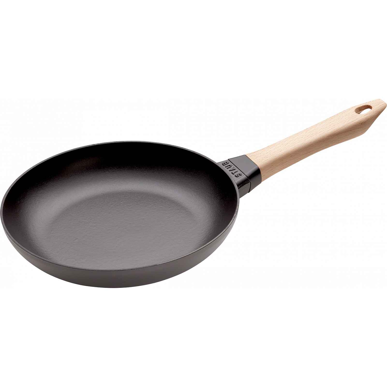 Litinová pánev Staub, dřevěná rukojeť, 26 cm, černá