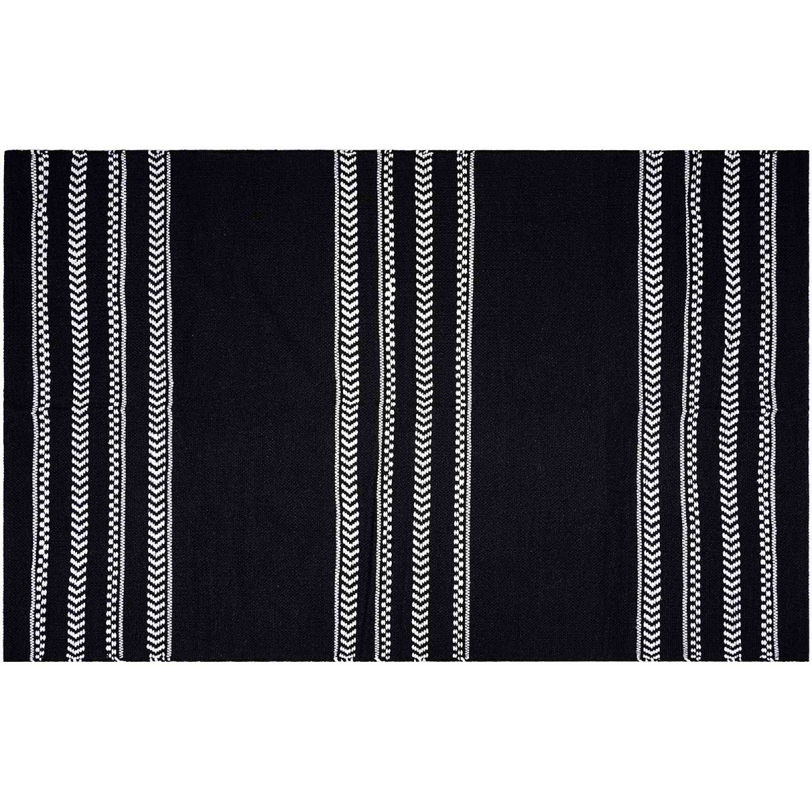 Koberec černobílý bavlněný, 120 x 180 cm