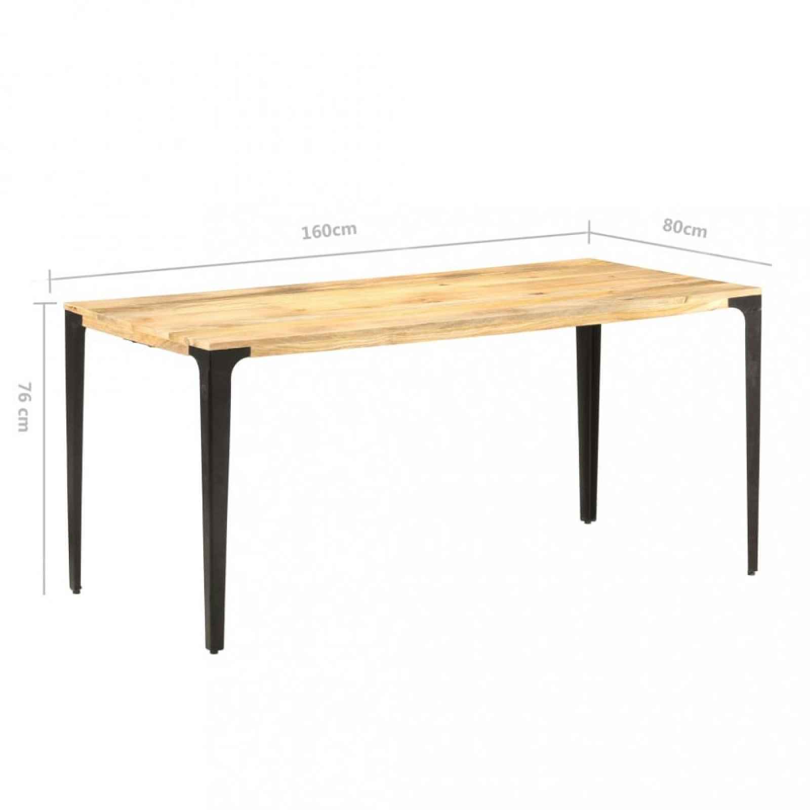 Jídelní stůl masivní dřevo / ocel 160x80x76 cm, mango