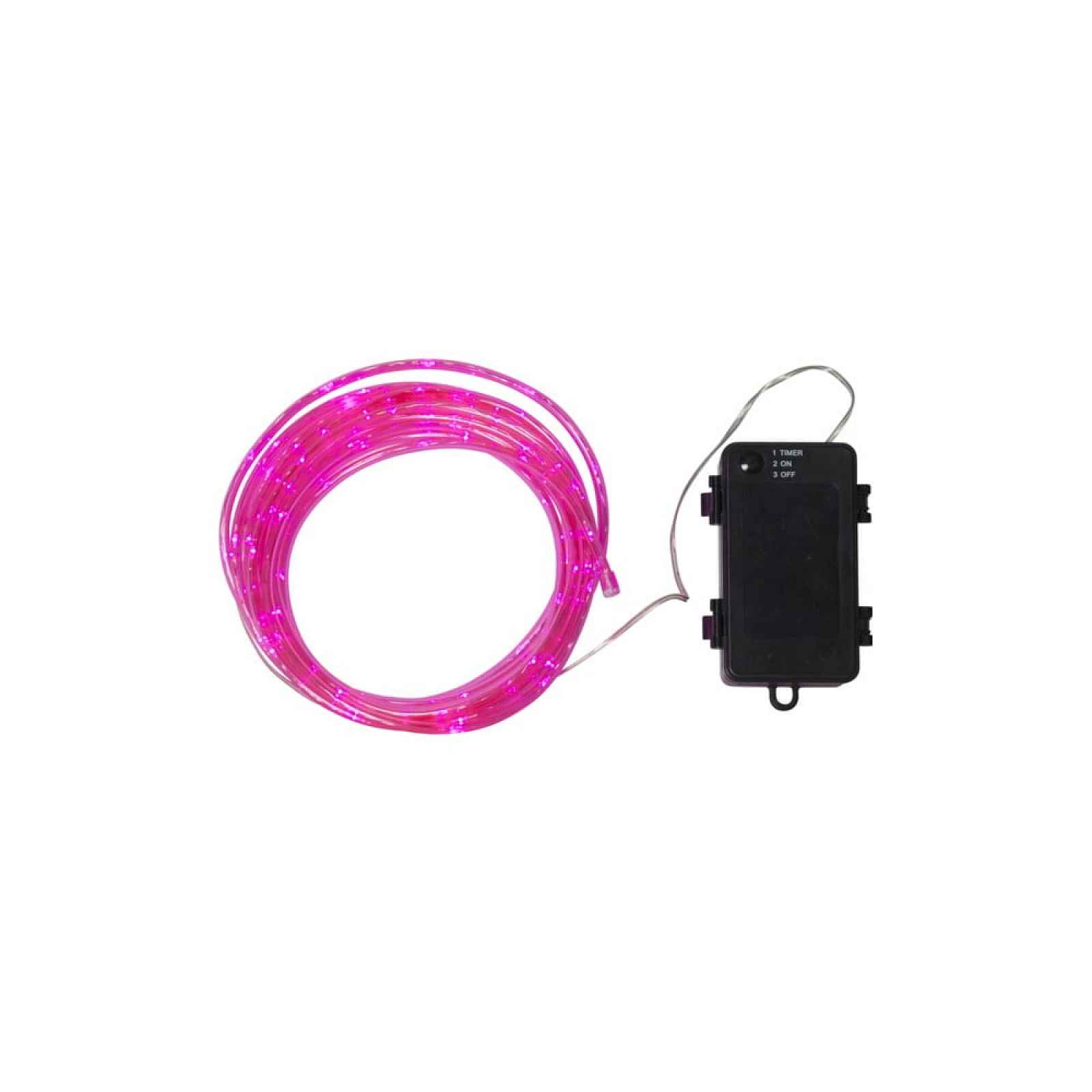 Růžový venkovní světelný LED řetěz Best Season Tuby, 50 světýlek