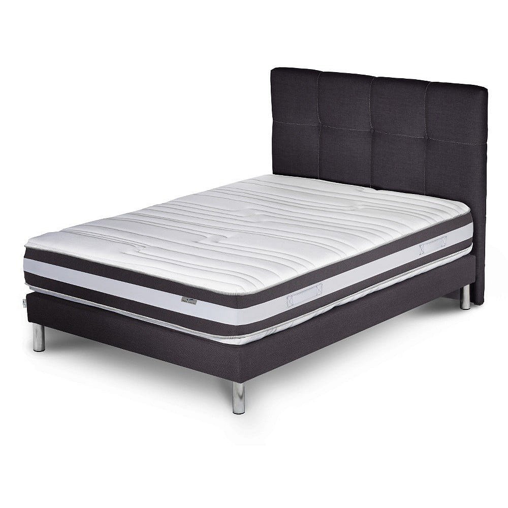 Tmavě šedá postel s matrací Stella Cadente Maison Mars, 140 x 200  cm
