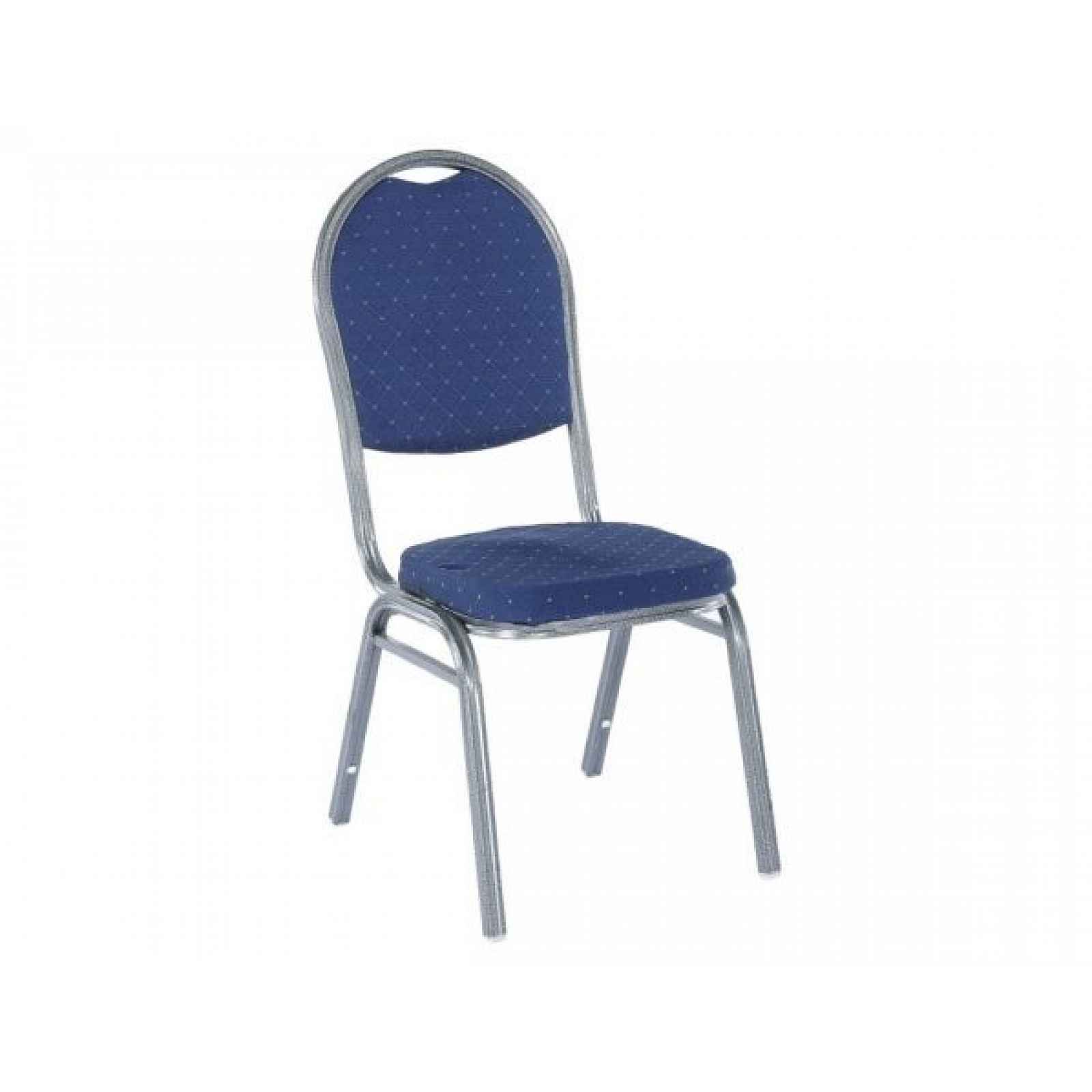 Židle, stohovatelná, látka tmavě modrá/šedý rám, JEFF