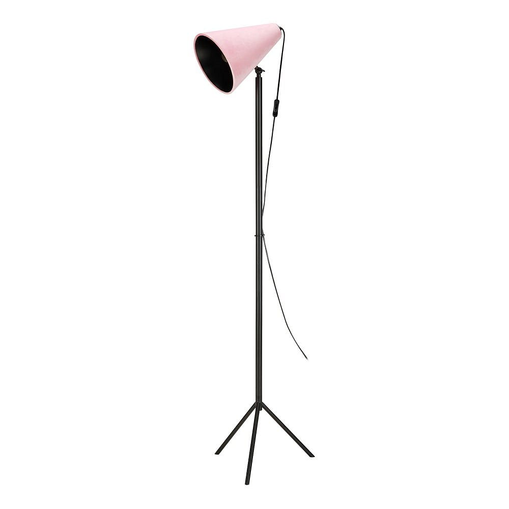 Černá volně stojící lampa s růžovým stínidlem Markslöjd Cilla Floor 1L