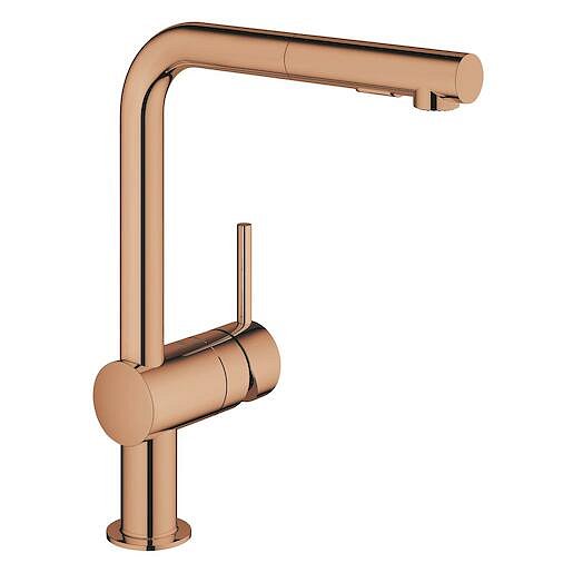 Dřezová baterie Grohe Minta s vytahovací sprškou, 2 proudy Warm Sunset 30274DA0