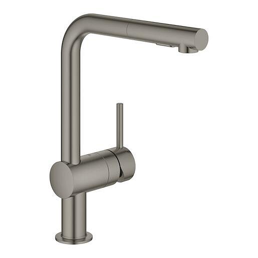 Dřezová baterie Grohe Minta s vytahovací sprškou, 2 proudy kartáčovaný Hard Graphite 30274AL0