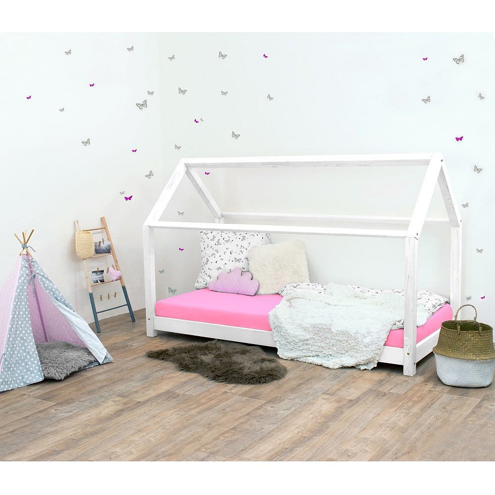 Bílá dětská postel bez bočnic ze smrkového dřeva Benlemi Tery, 90 x 160 cm