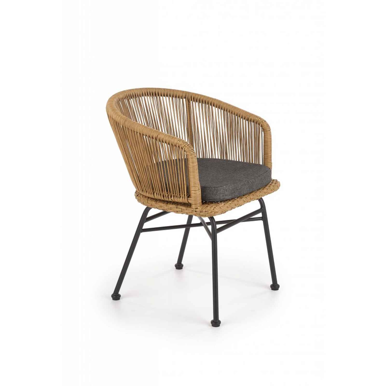 Zahradní židle K400 černá / přírodní / šedá Halmar
