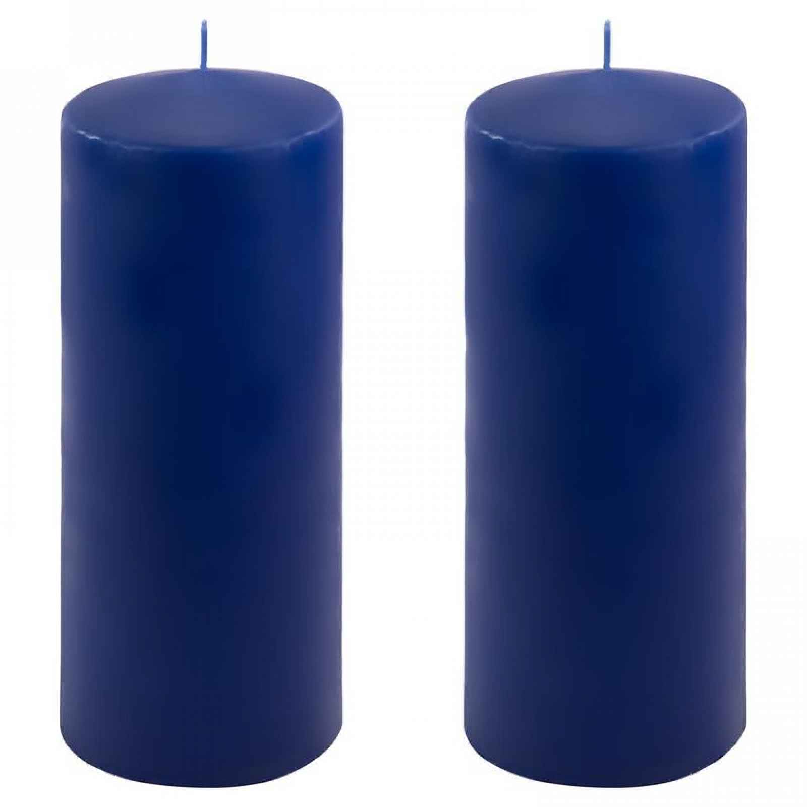 Sada sloupových svíček, 25 cm, Ø 10 cm, modrá, 2 ks
