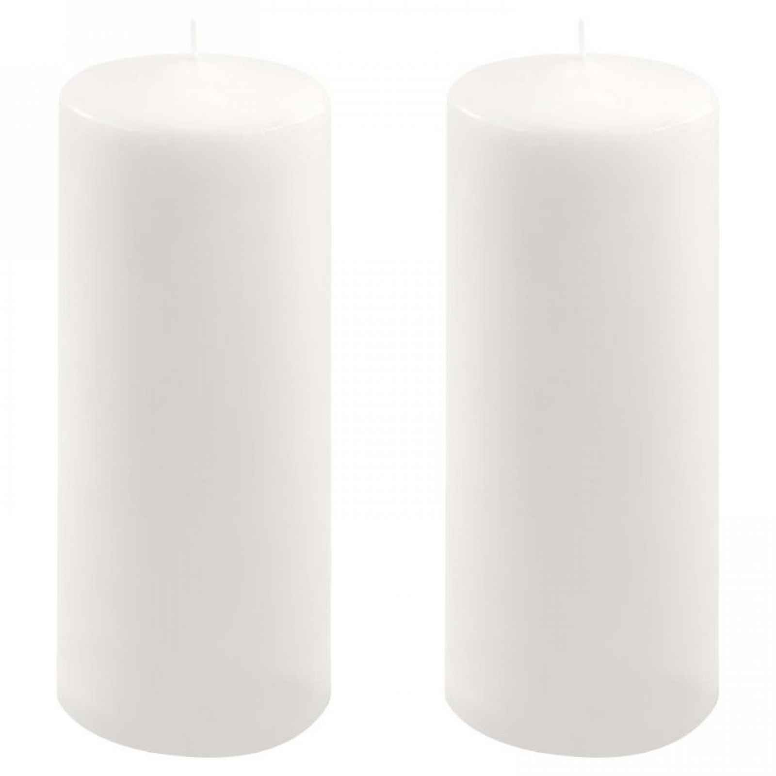 Sada sloupových svíček, 25 cm, Ø 10 cm, bílá, 2 ks