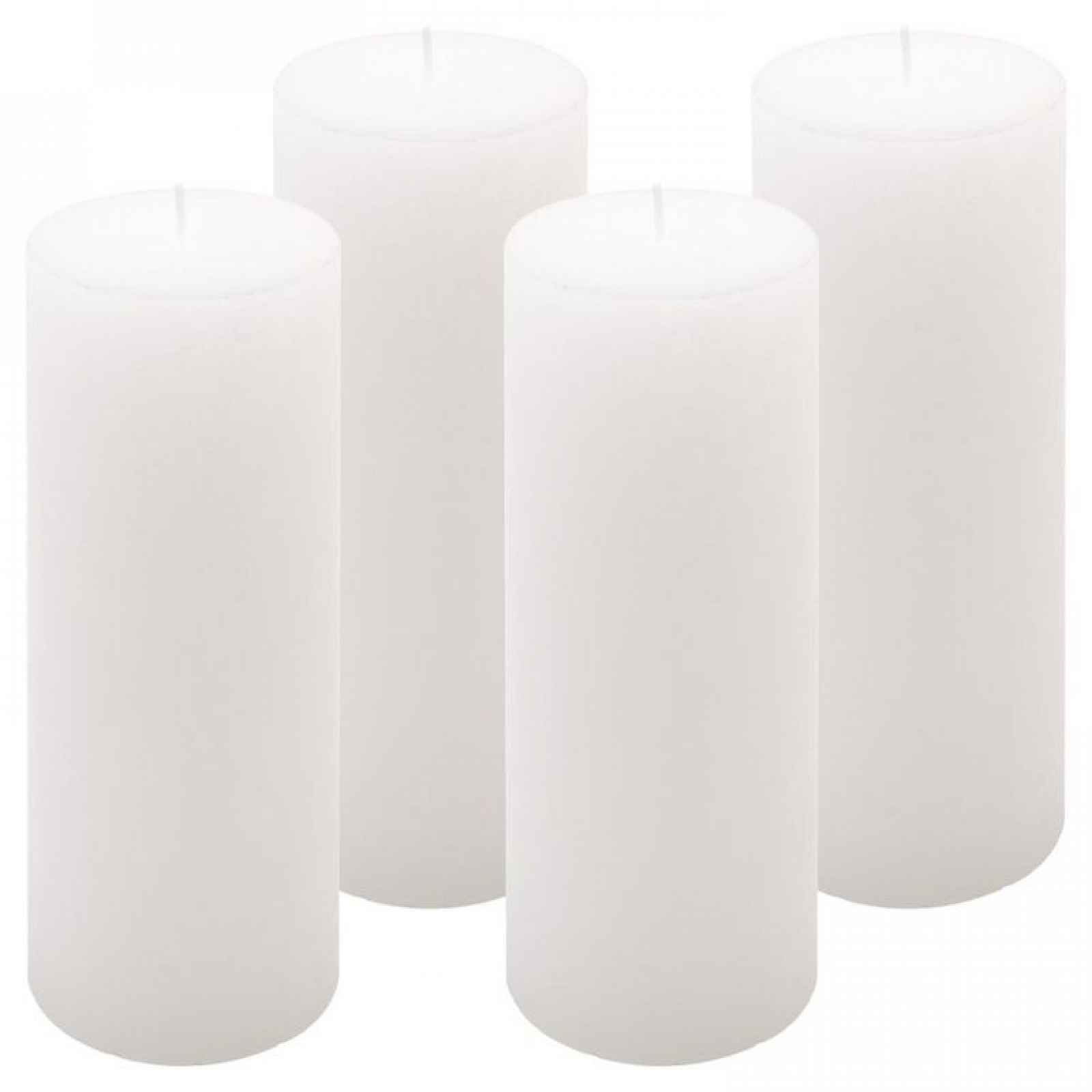 Sada rustikálních svíček, 20 cm, Ø 7,5 cm, bílá, 4 ks