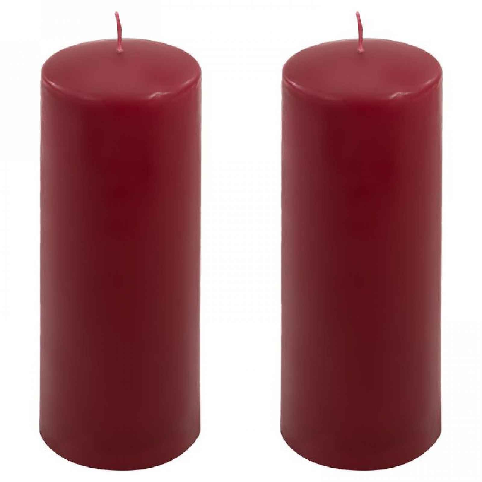 Sada sloupových svíček, 20 cm, Ø 7,5 cm, vínová, 2 ks
