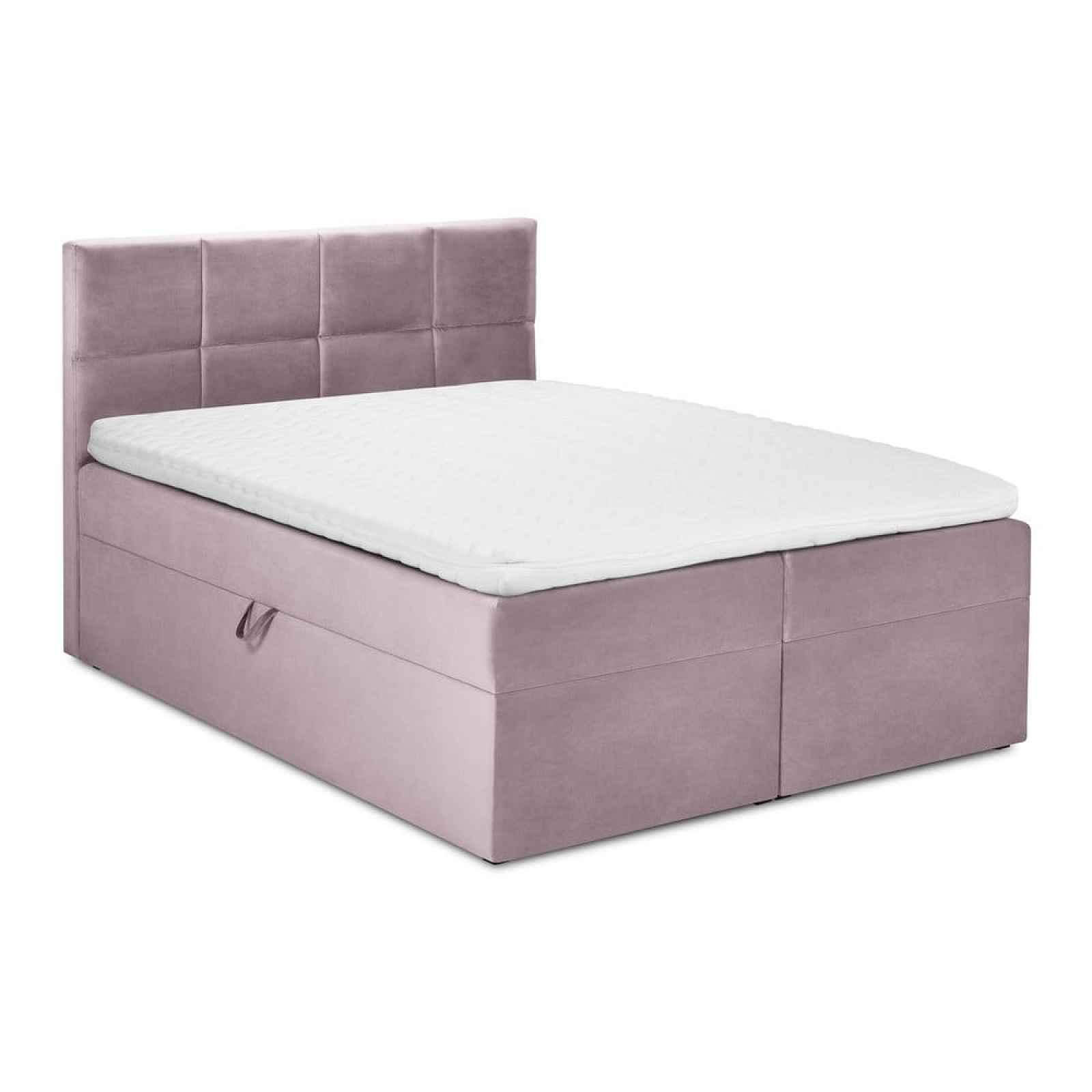 Růžová sametová dvoulůžková postel Mazzini Beds Mimicry, 160 x 200 cm