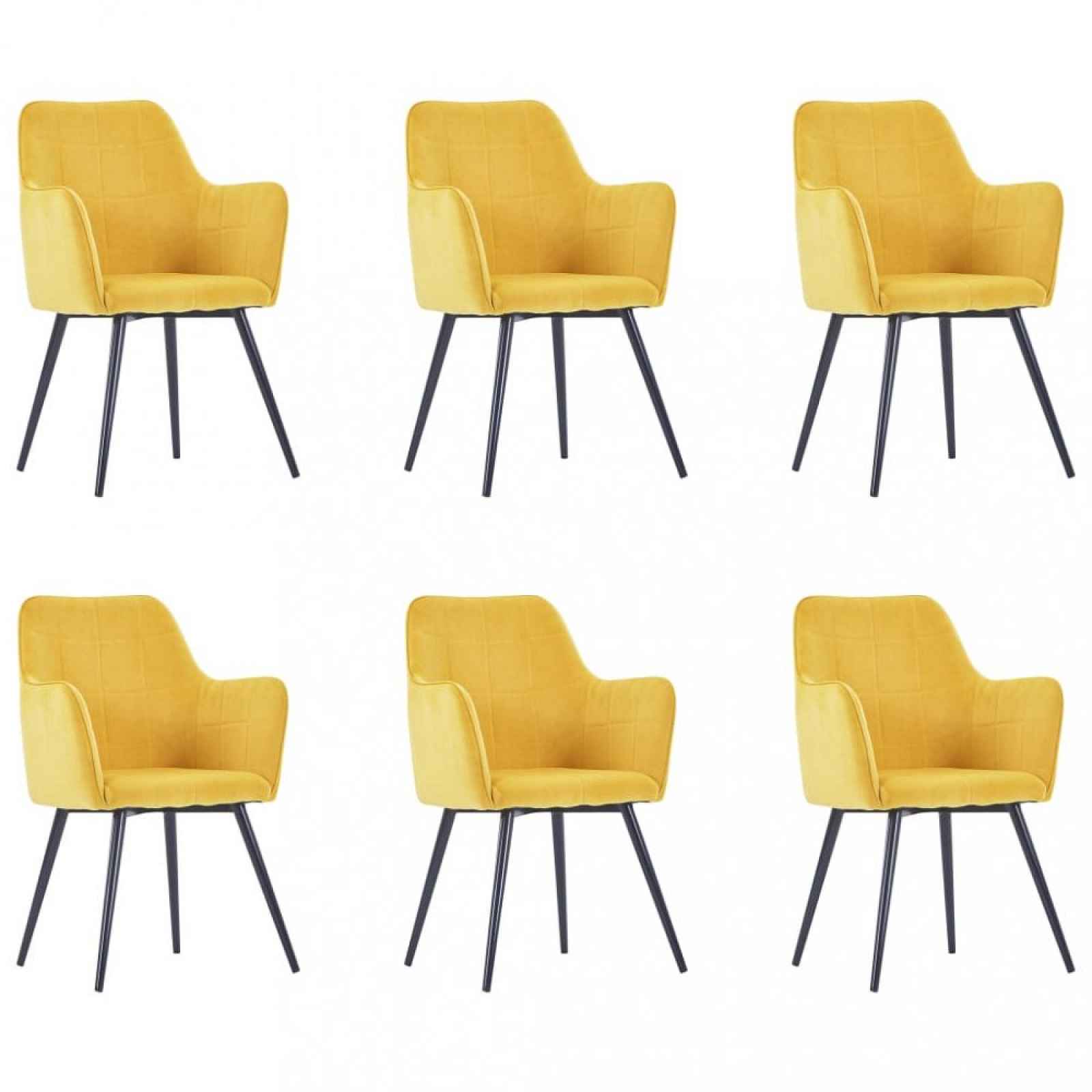Jídelní židle 6 ks samet / ocel Žlutá