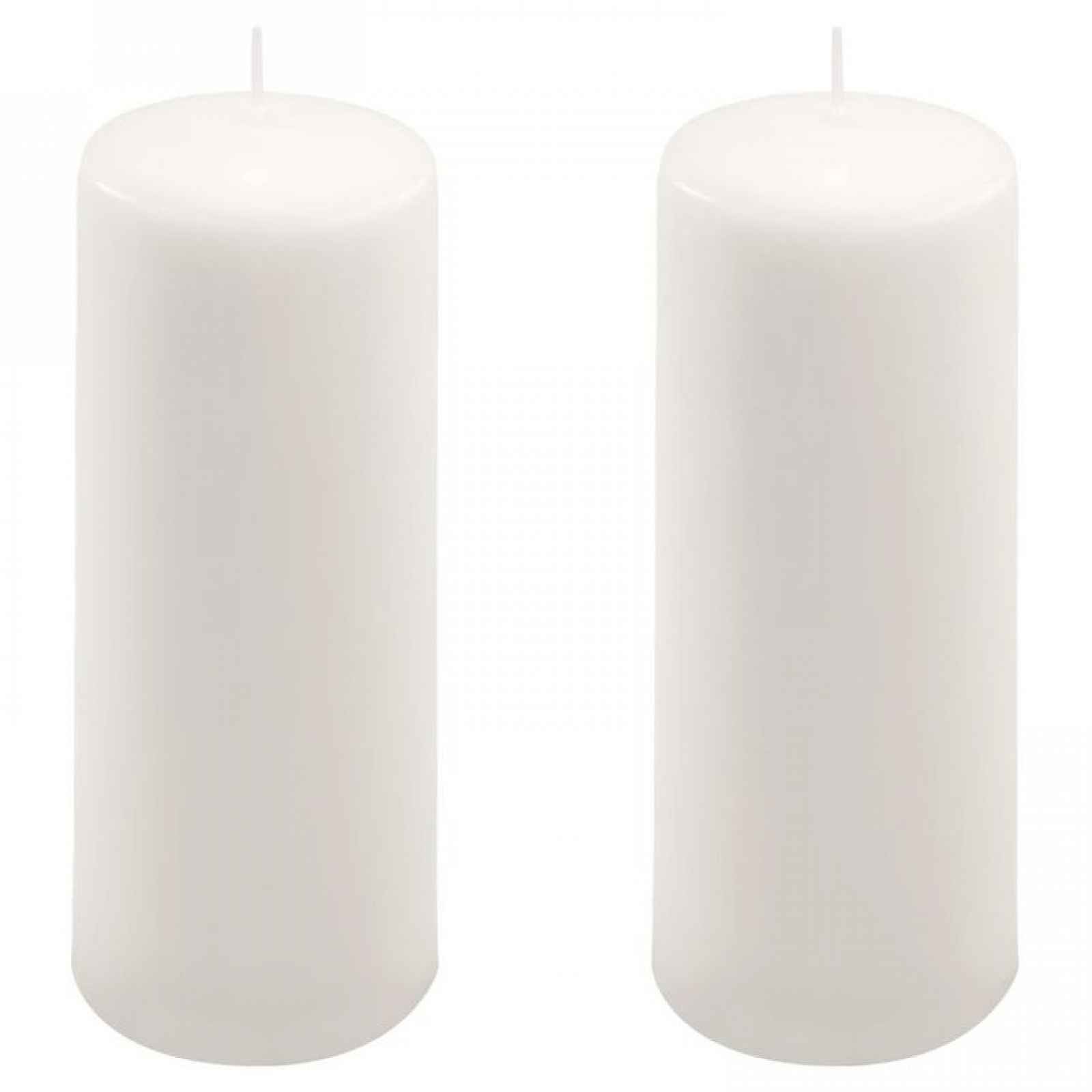 Sada sloupových svíček, 20 cm, Ø 7,5 cm, bílá, 2 ks
