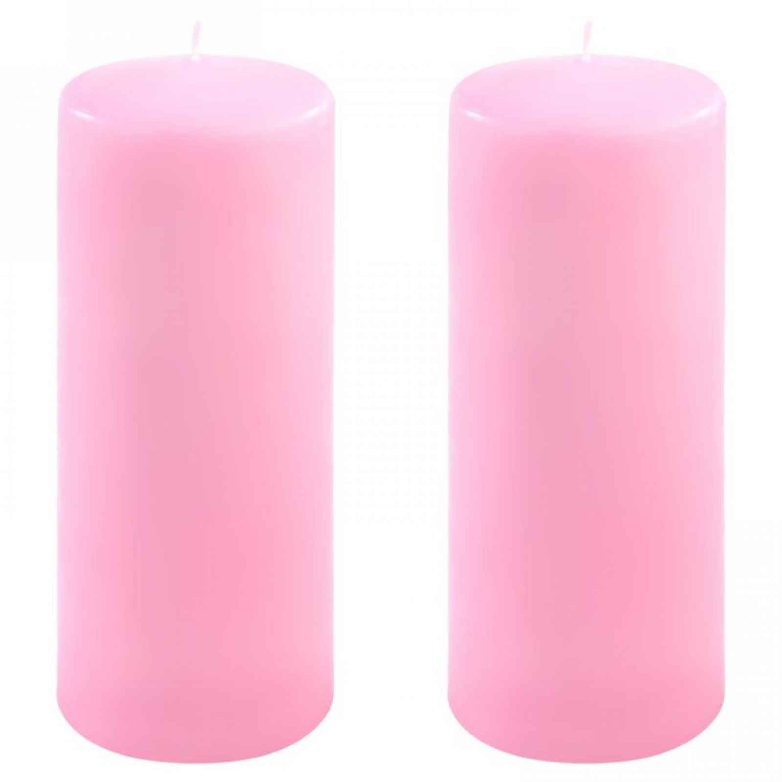 Sada sloupových svíček, 25 cm, Ø 10 cm, růžová, 2 ks