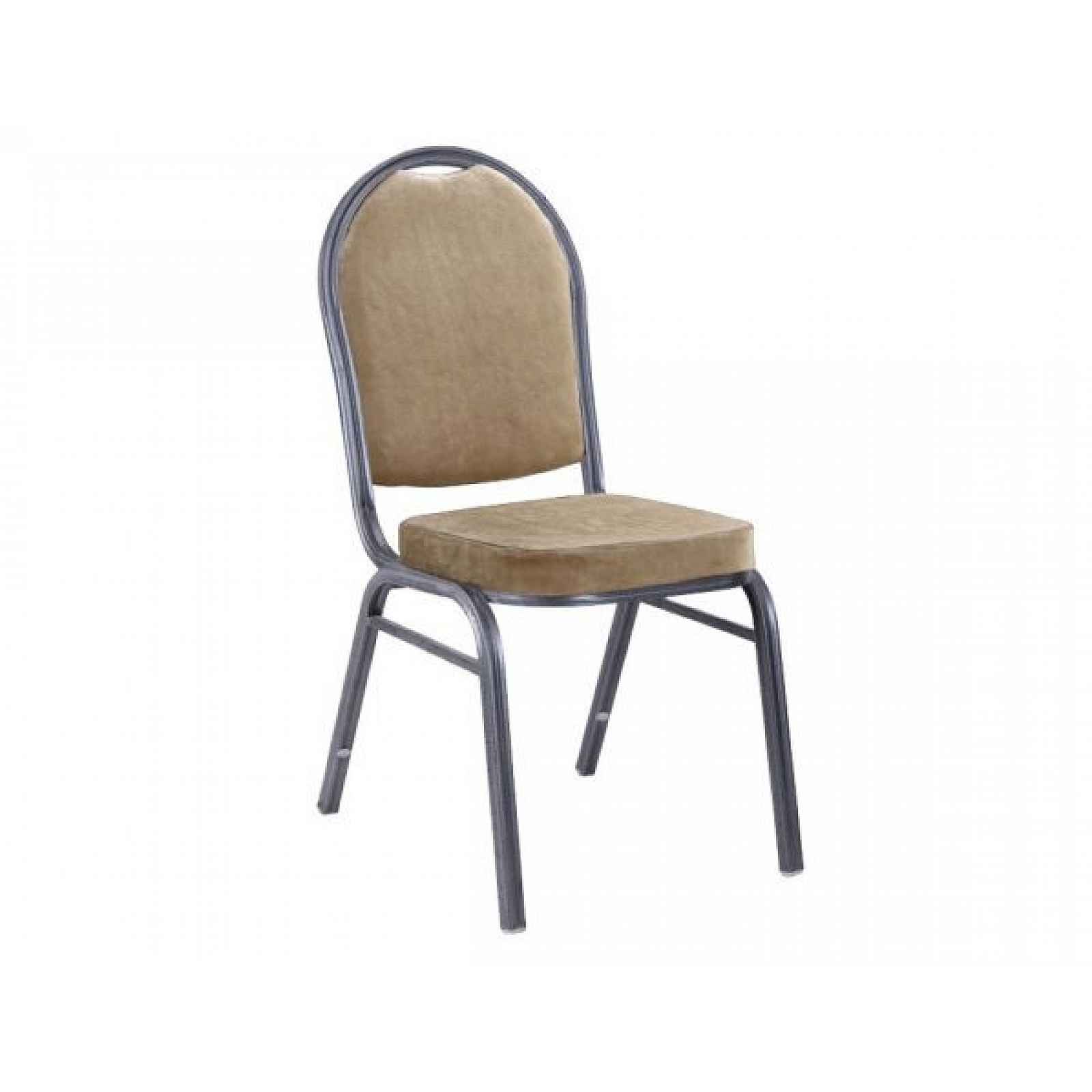 Židle, stohovatelná, látka béžová / rám šedý