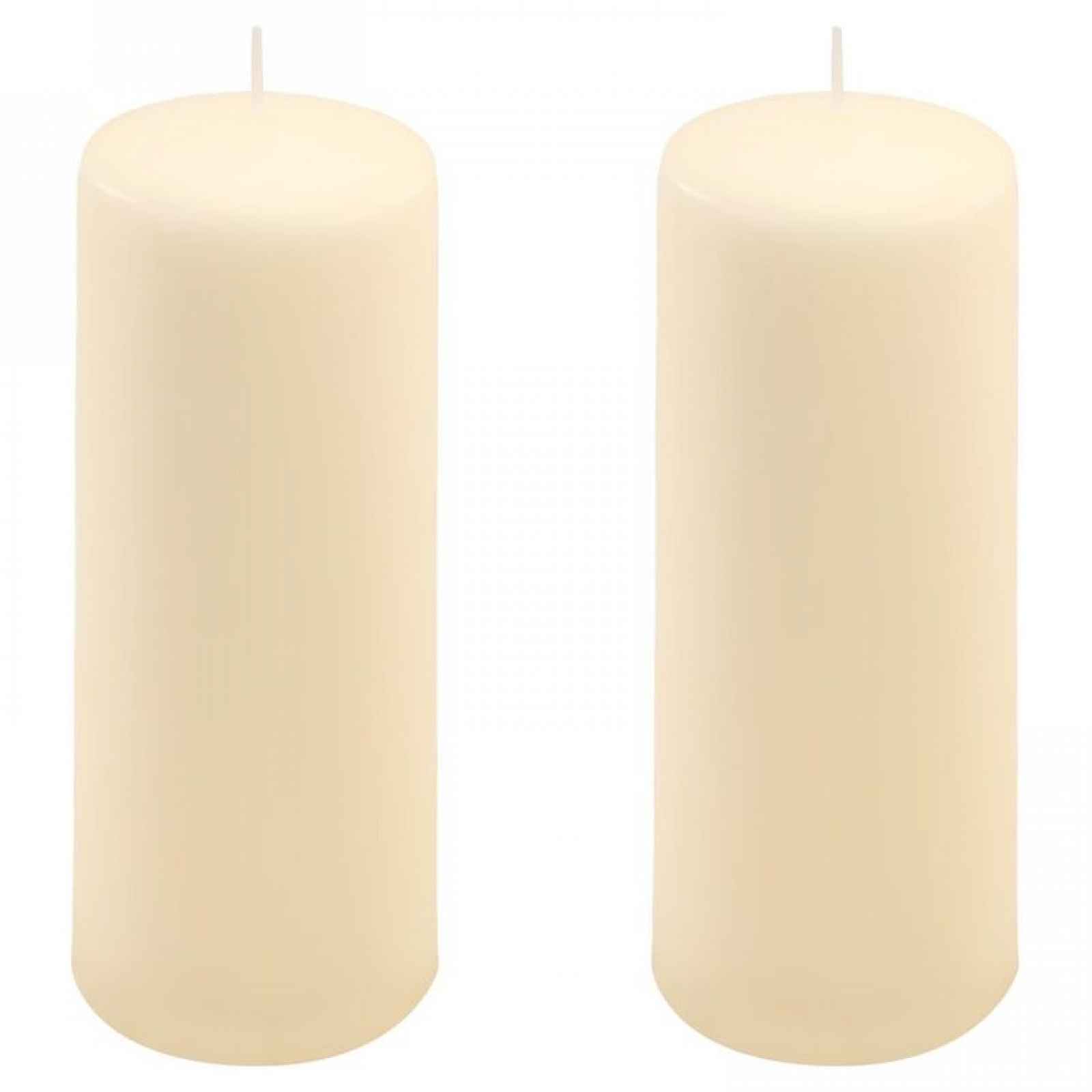 Sada sloupových svíček, 20 cm, Ø 7,5 cm, krémová, 2 ks