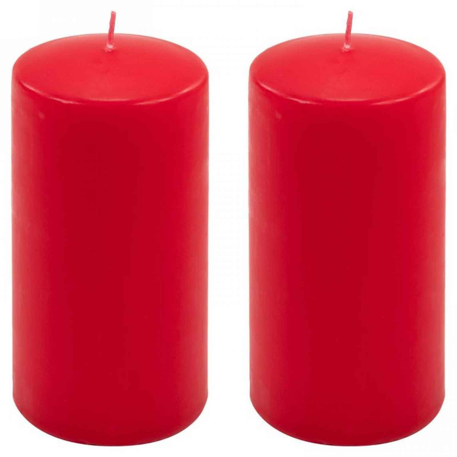 Sada sloupových svíček, 15 cm, Ø 7,5 cm, červená, 2 ks