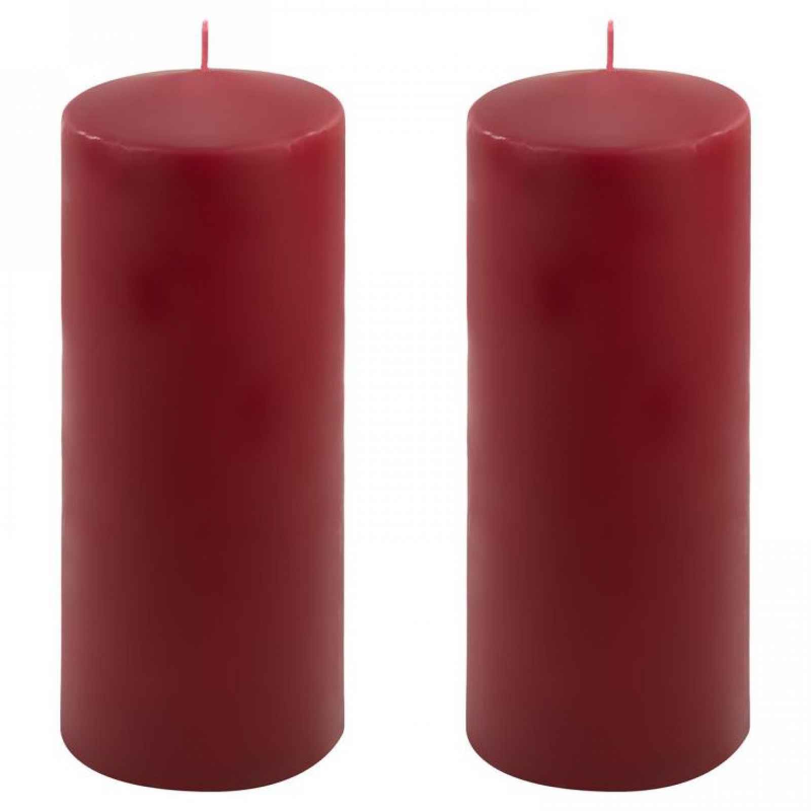 Sada sloupových svíček, 25 cm, Ø 10 cm, vínová, 2 ks
