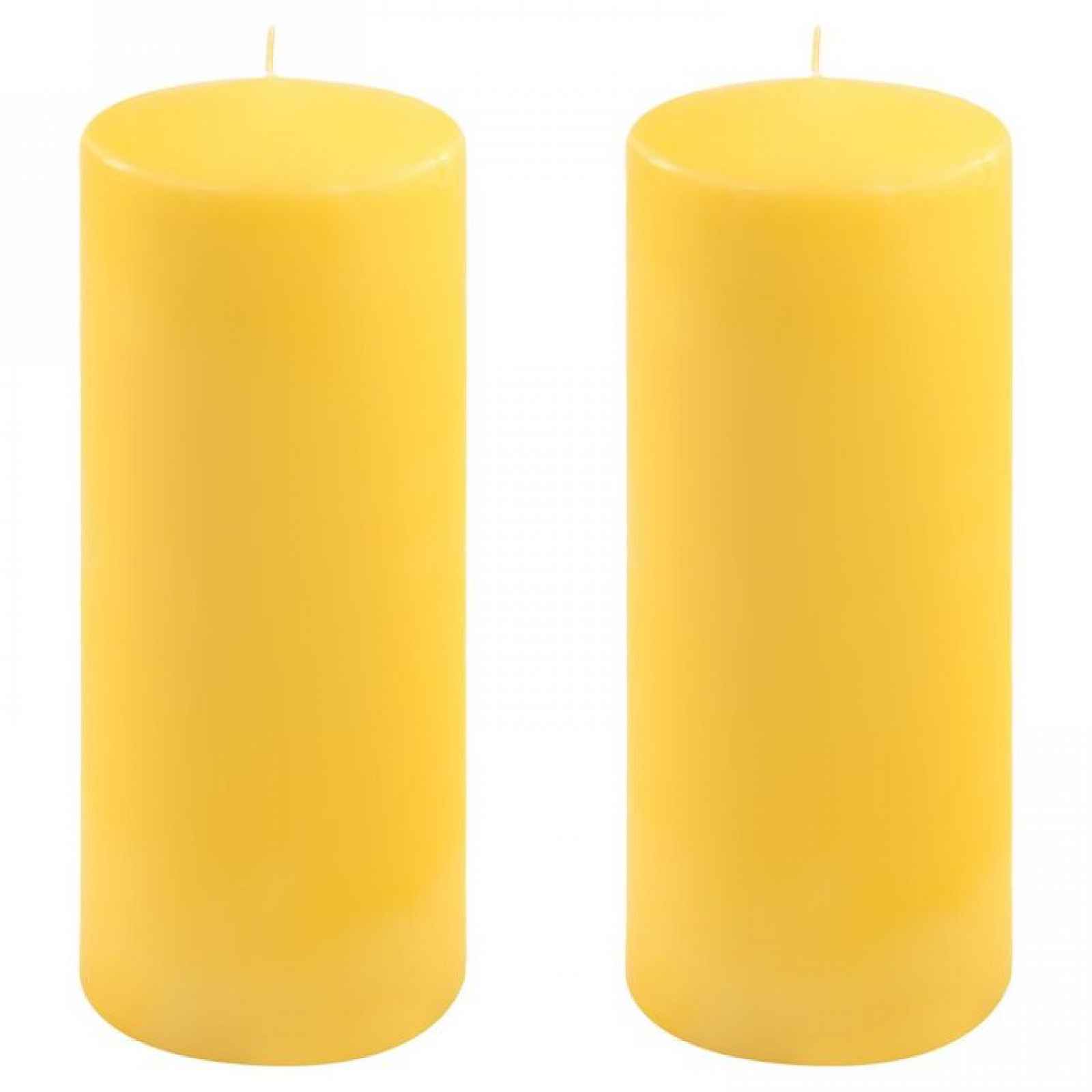 Sada sloupových svíček, 25 cm, Ø 10 cm, žlutá, 2 ks