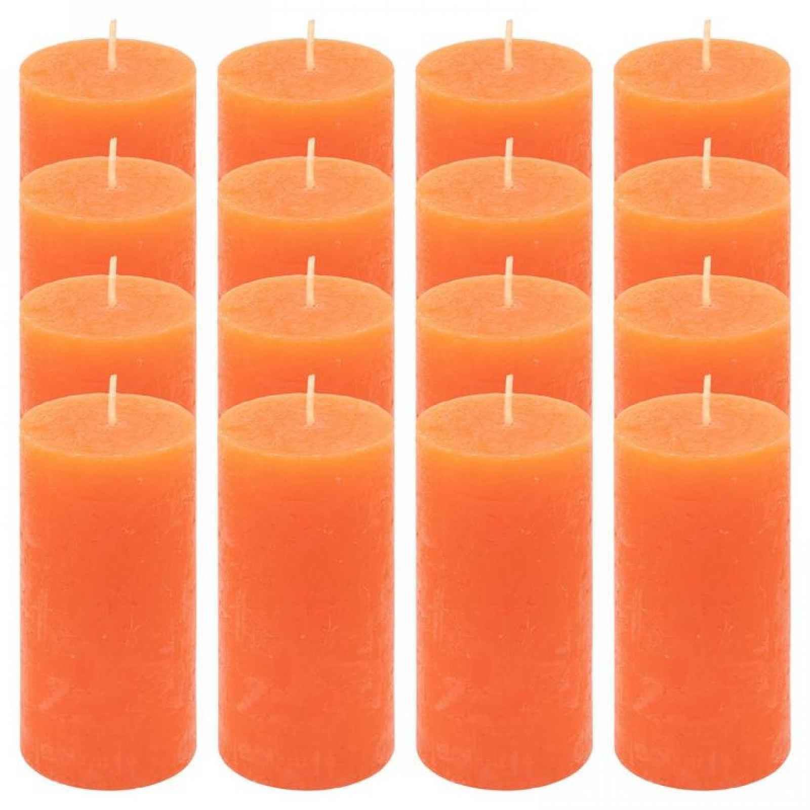 Sada rustikálních svíček, 10 cm, Ø 5 cm, oranžová, 16 ks