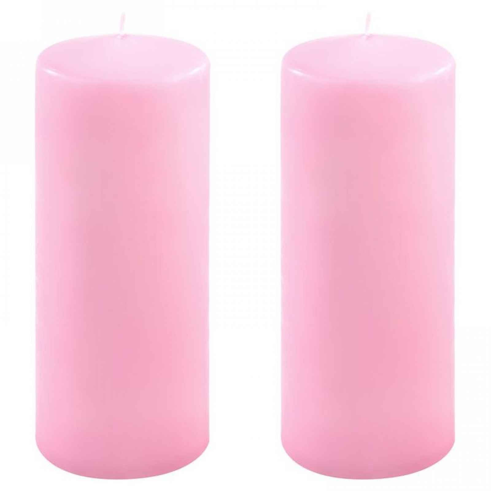 Sada sloupových svíček, 20 cm, Ø 7,5 cm, růžová, 2 ks