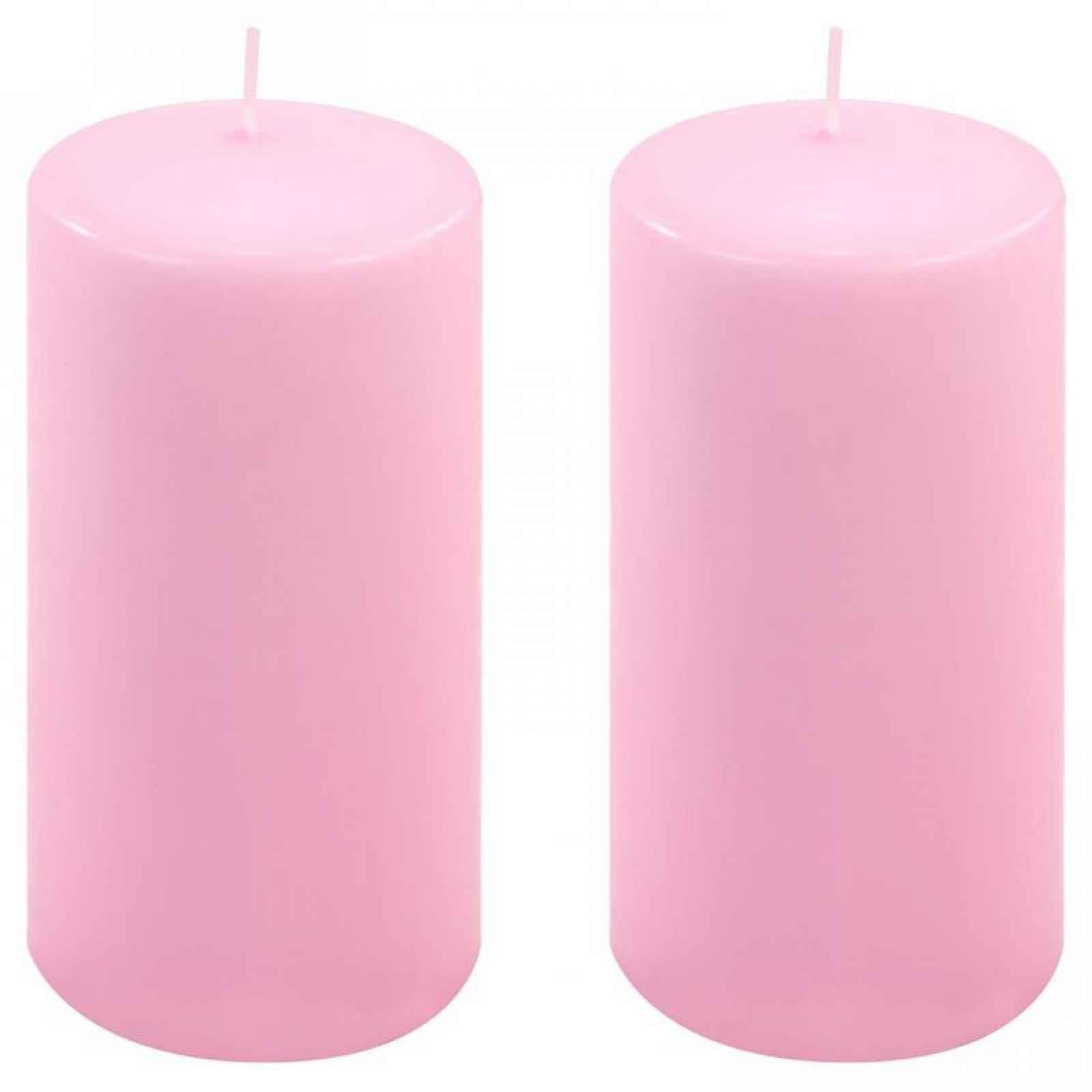 Sada sloupových svíček, 15 cm, Ø 7,5 cm, růžová, 2 ks