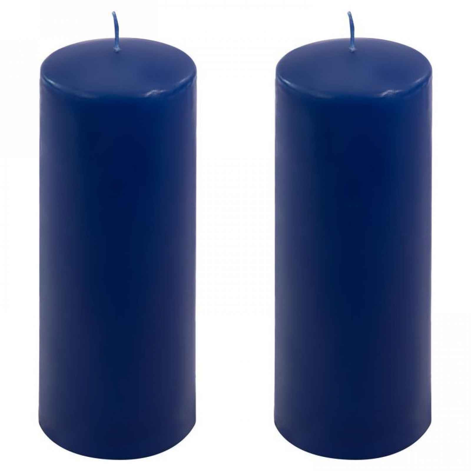 Sada sloupových svíček, 20 cm, Ø 7,5 cm, modrá, 2 ks