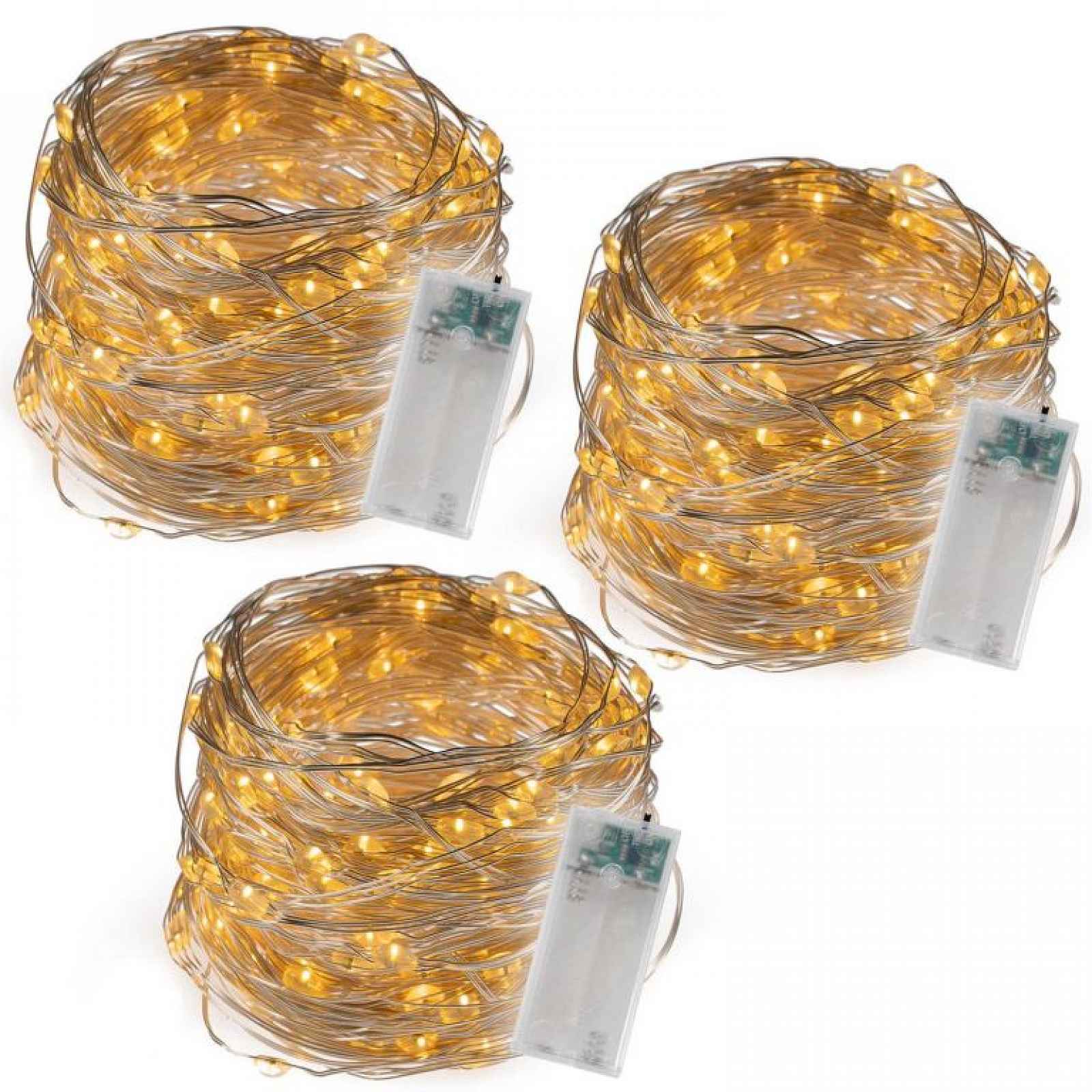 Sada 3 kusů světelných drátů 40 LED, teplá bílá