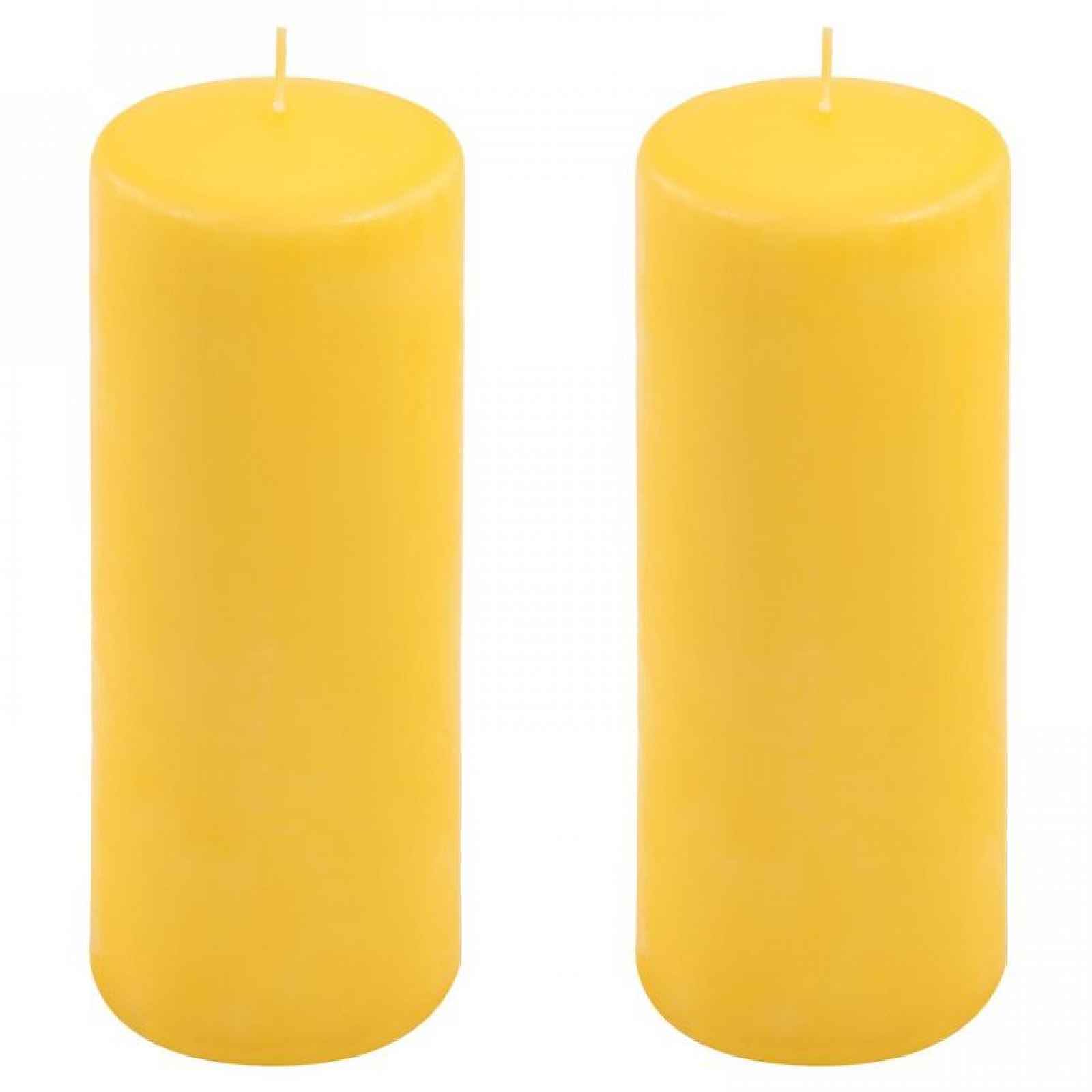 Sada sloupových svíček, 20 cm, Ø 7,5 cm, žlutá, 2 ks