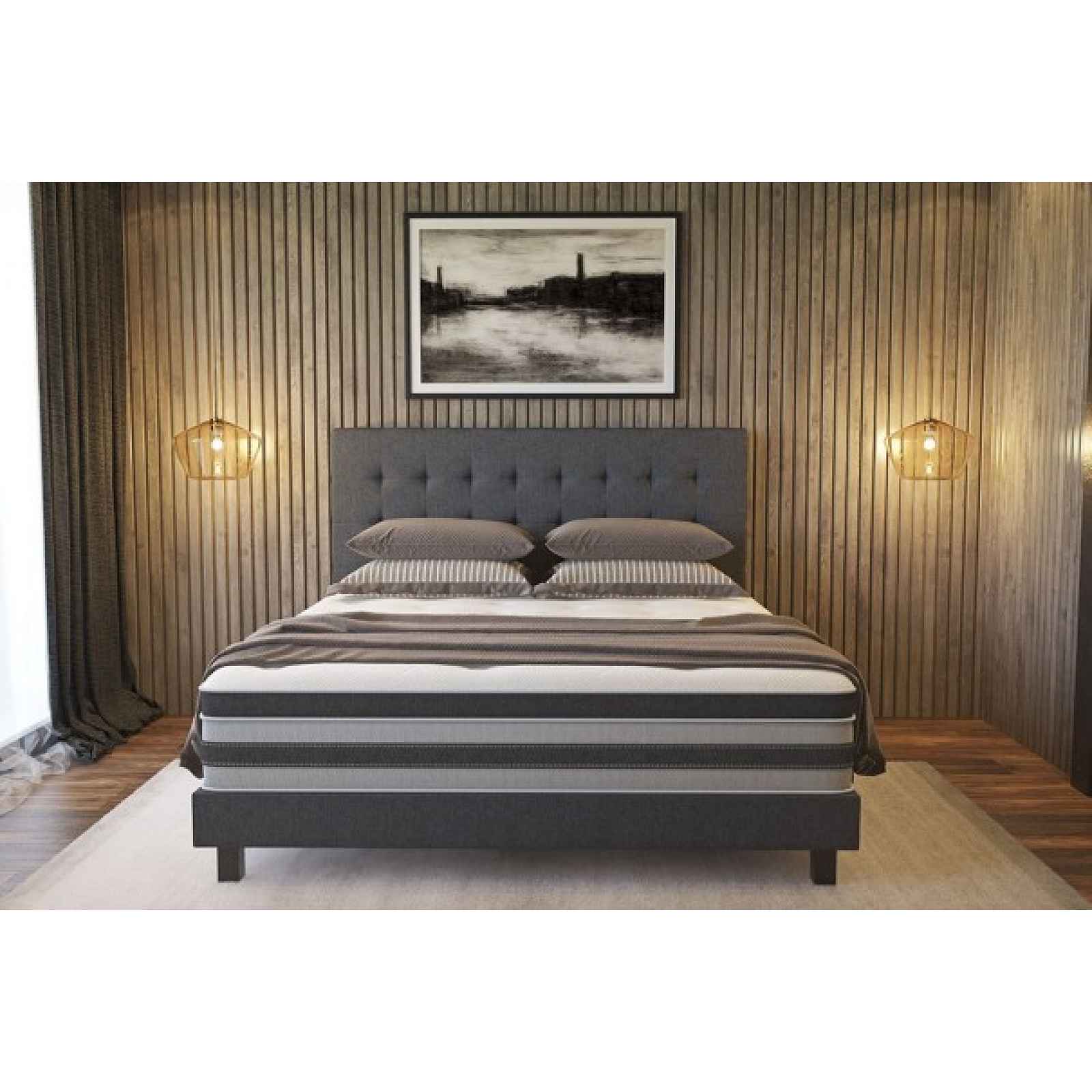 Enzio Columbus Boxspring Standard 160 x 200 cm Napoli 16 Deep Blue kontinentální čalouněná postel