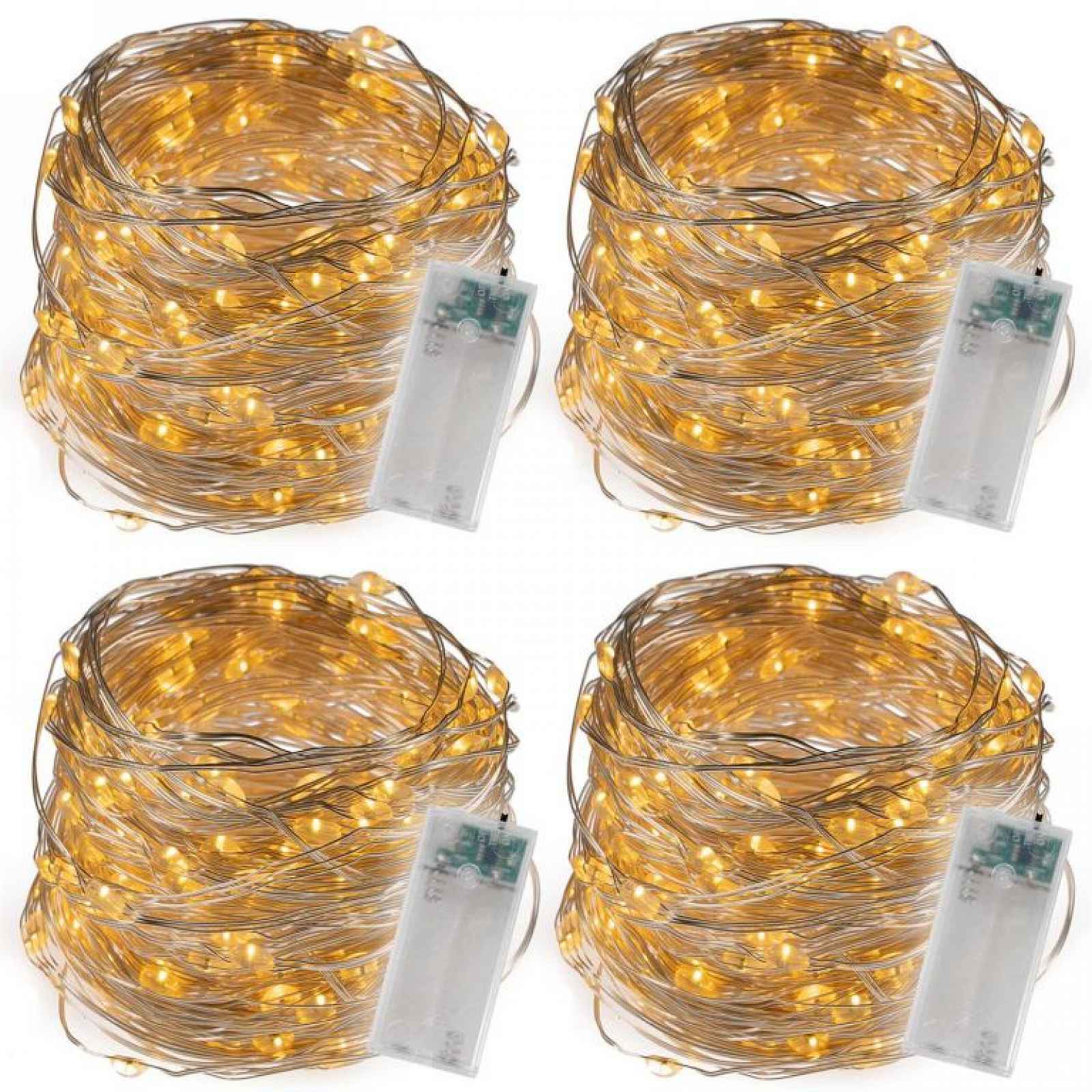 Sada 4  kusů světelných drátů 40 LED, teplá bílá