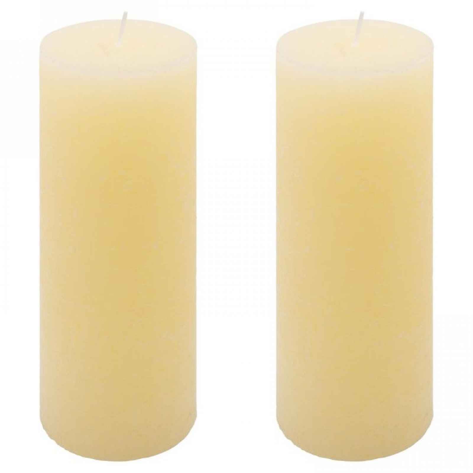 Sada rustikálních svíček, 20 cm, Ø 7,5 cm, krémová, 2 ks