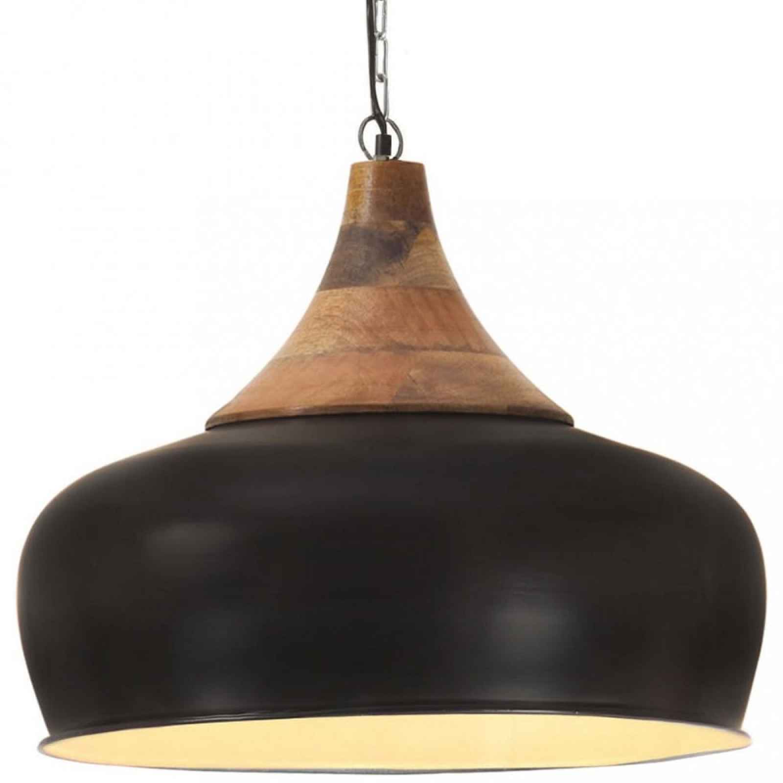 Závěsná lampa černá / mangovníkové dřevo Dekorhome 35 cm