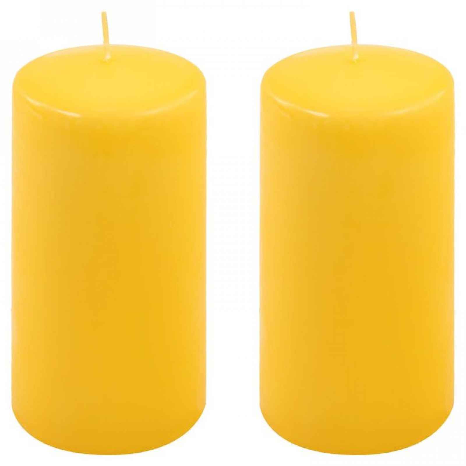 Sada sloupových svíček, 15 cm, Ø 7,5 cm, žlutá, 2 ks