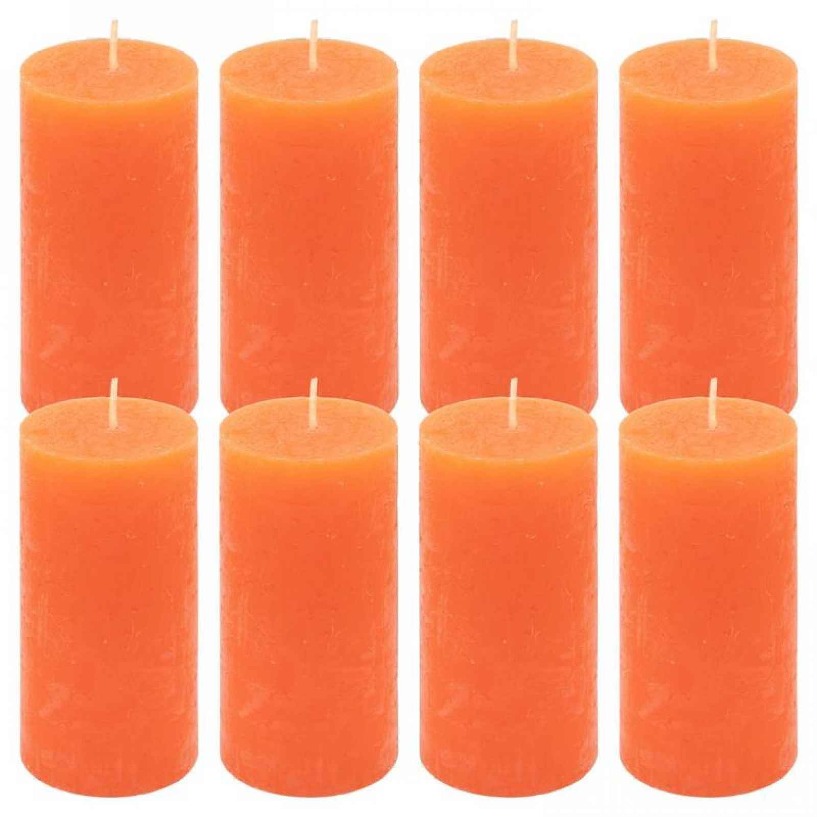 Sada rustikálních svíček, 10 cm,  Ø 5 cm, oranžová, 8 ks