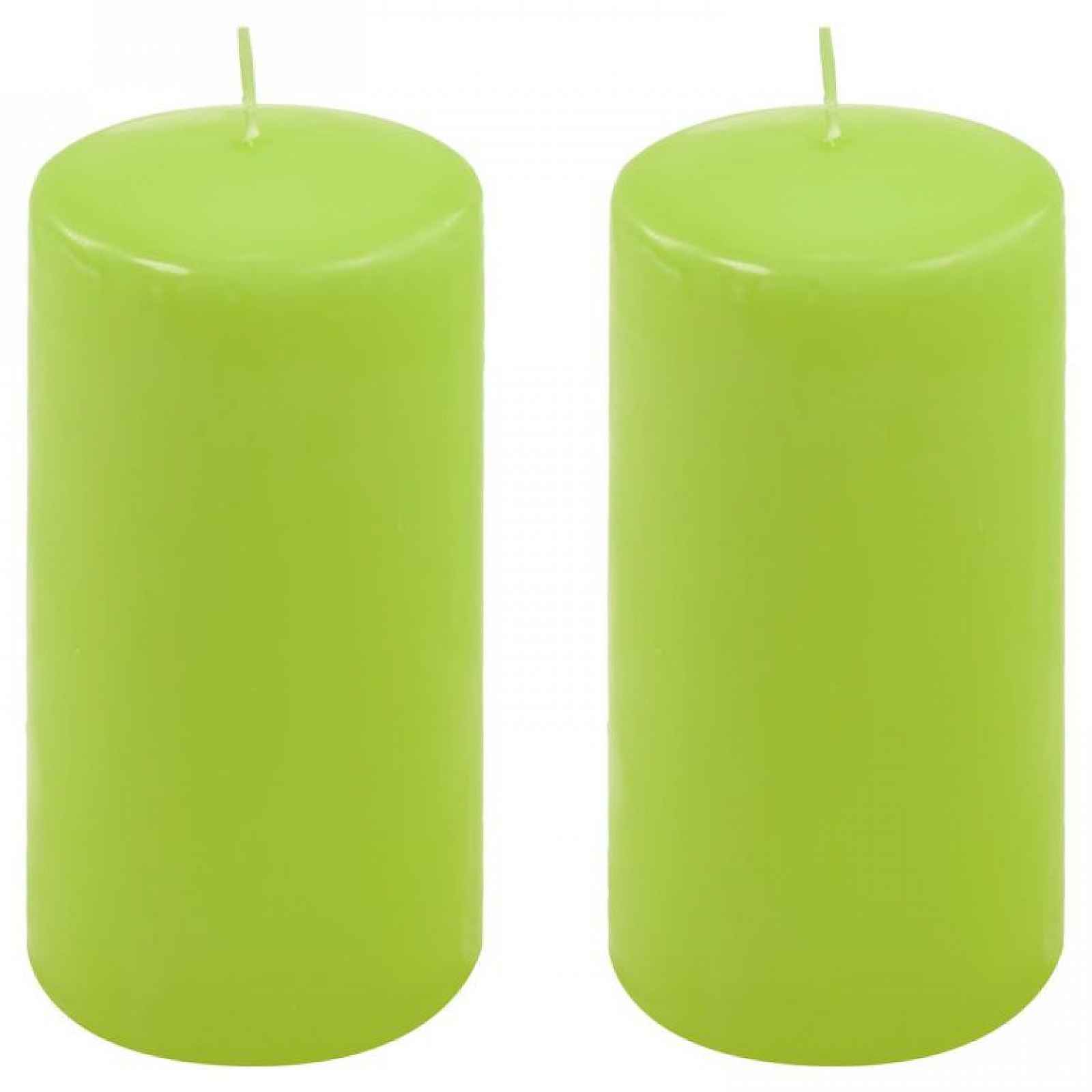 Sada sloupových svíček, 15 cm,Ø 7,5 cm, světle zelená, 2 ks