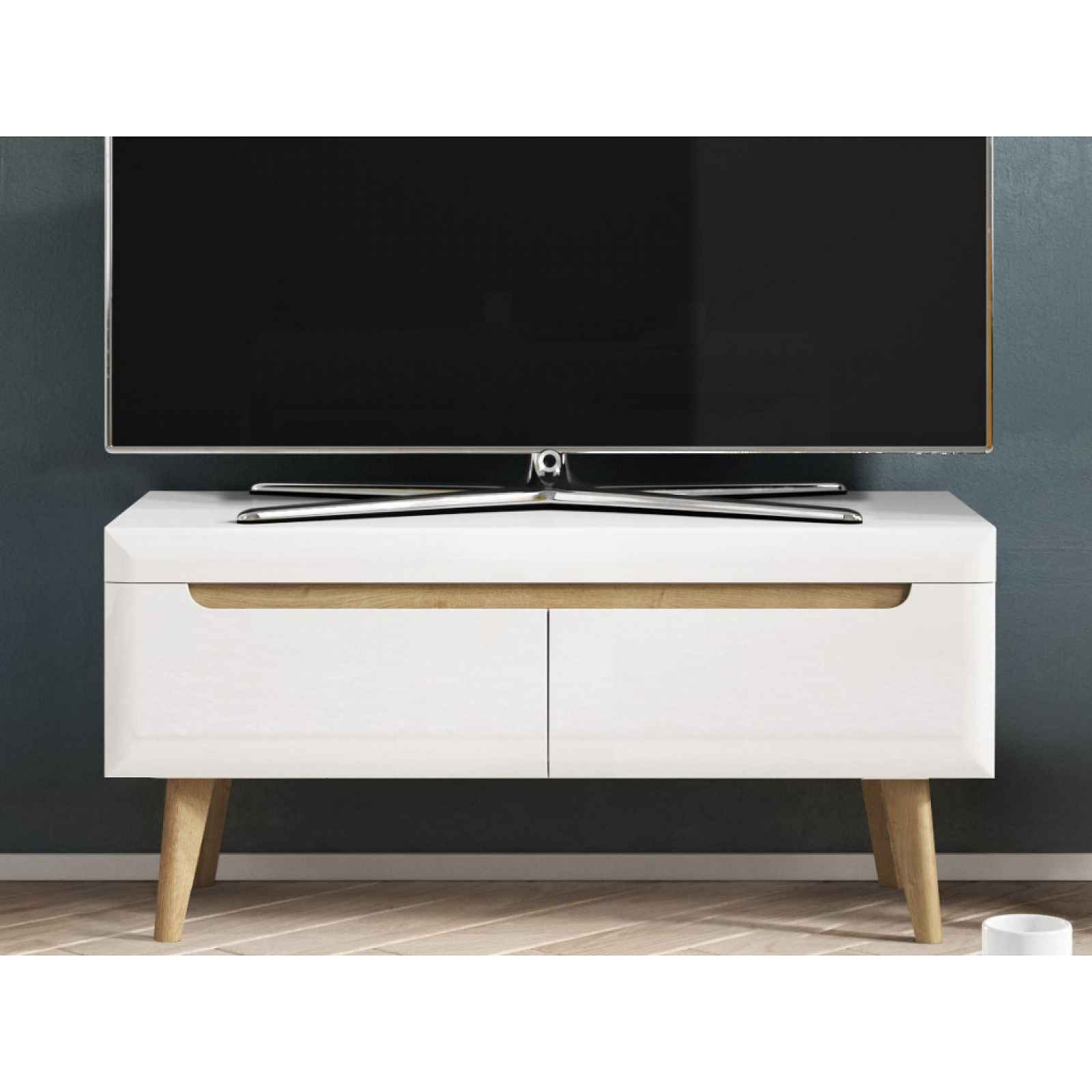 Televizní skříňka Nordi, 107 cm, dub riviera/bílá lesk