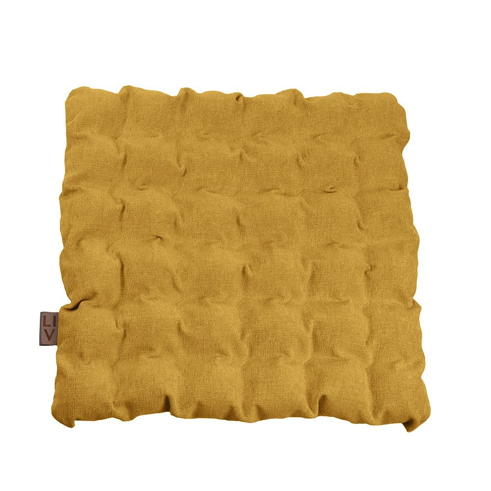 Tmavě žlutý sedací polštářek s masážními míčky, 55 x 55 cm
