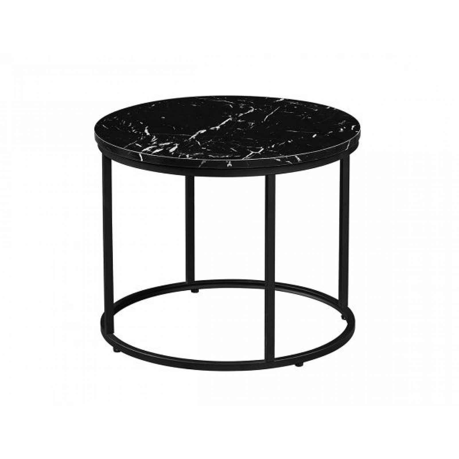 Příruční stolek, černý mramor/černý kov, GAGIN