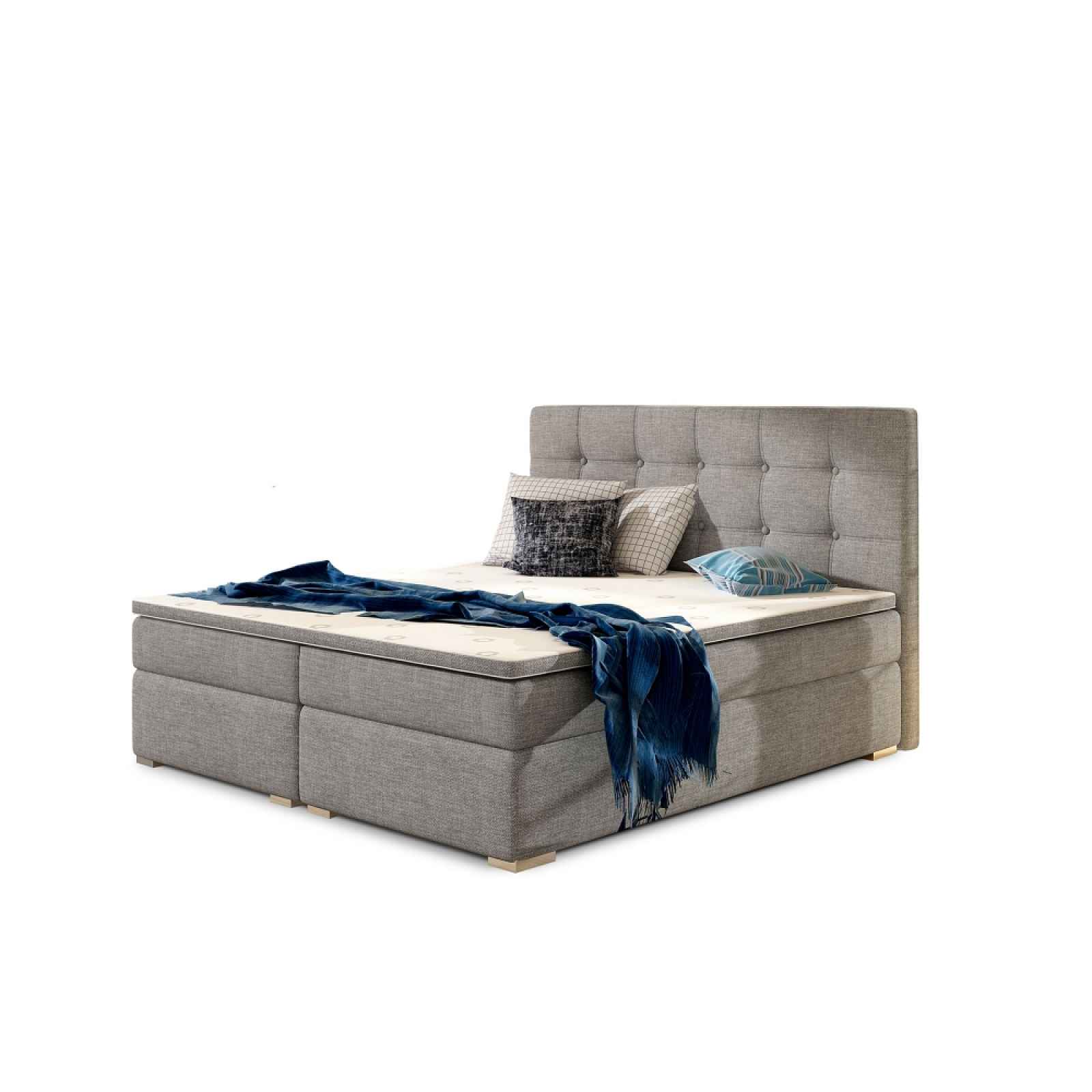 Postel boxspring INEZ 08 180x200cm, světle šedá