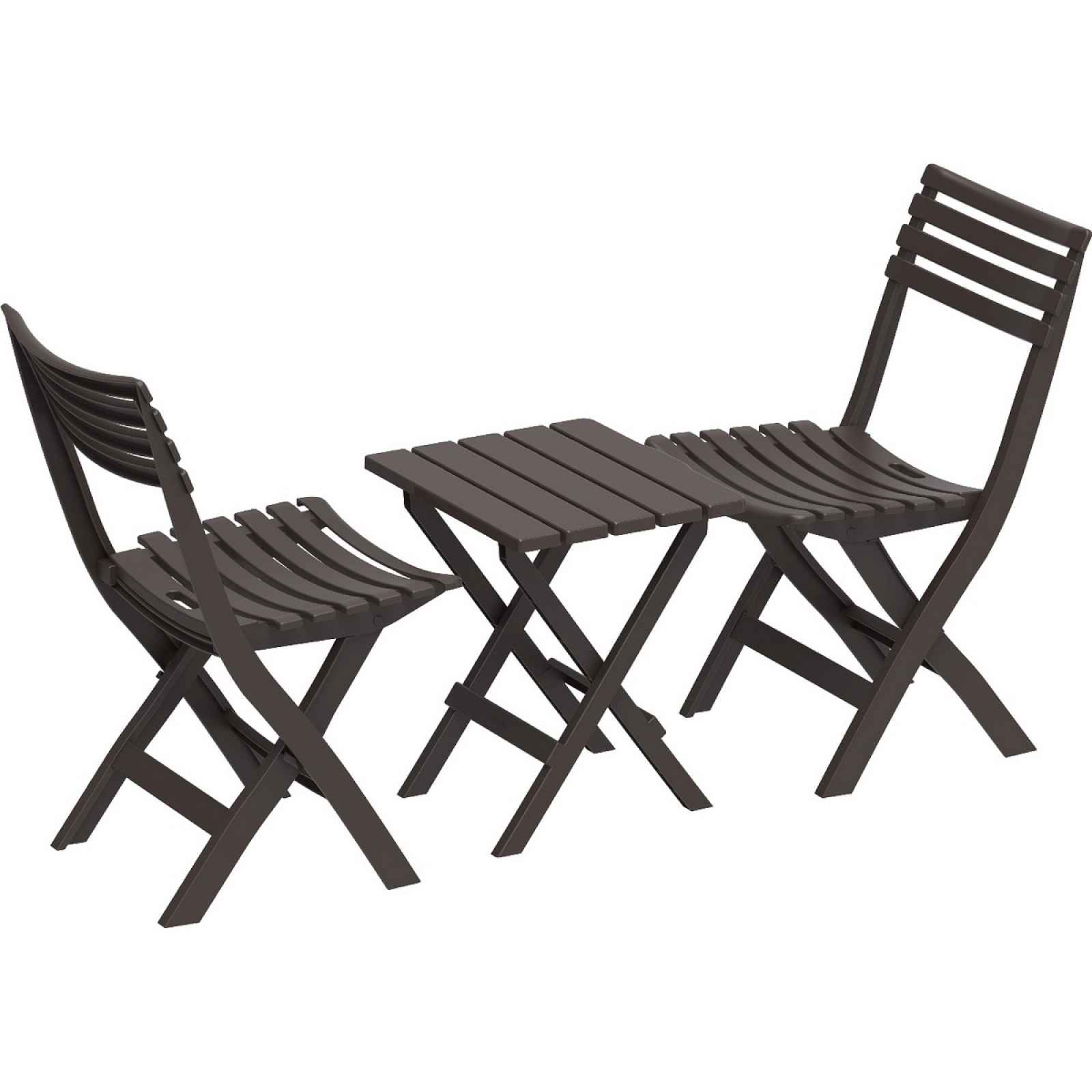 DURAMAX Skládací plastový set 2+1, hnědý, IFOFXX081BR