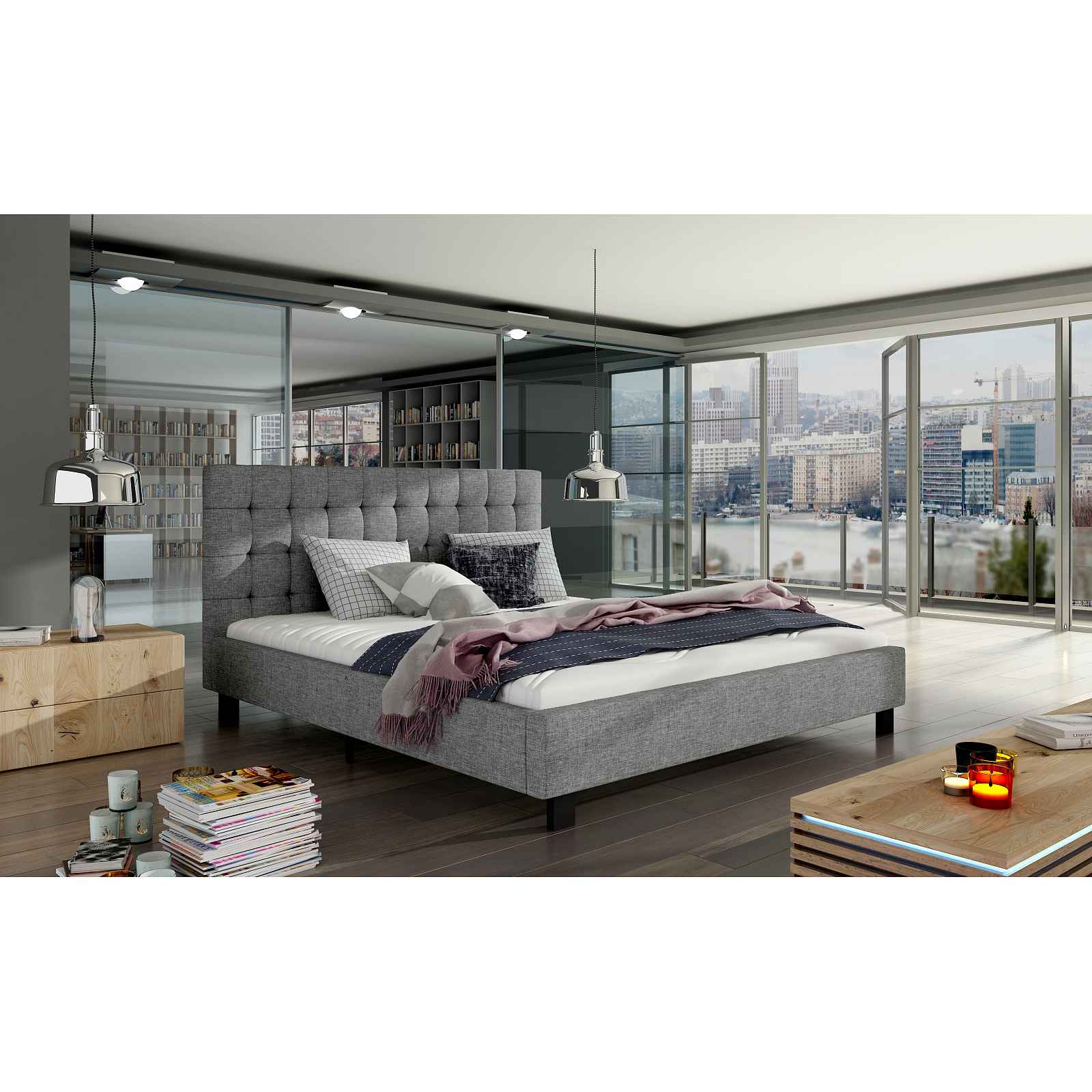 Moderní postel Marco 160x200cm, šedá HELCEL