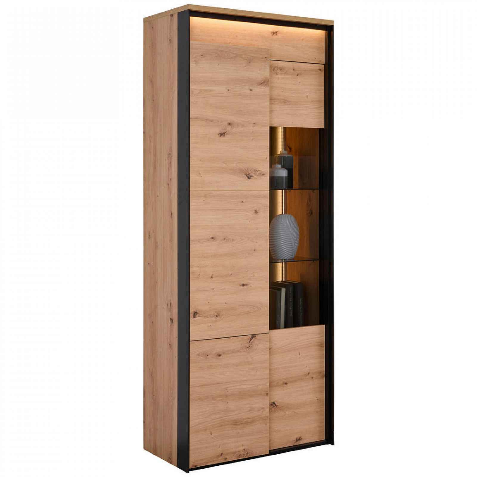 Hom`in VITRÍNA, černá, dub artisan, 76/195/41 cm - 000589000518