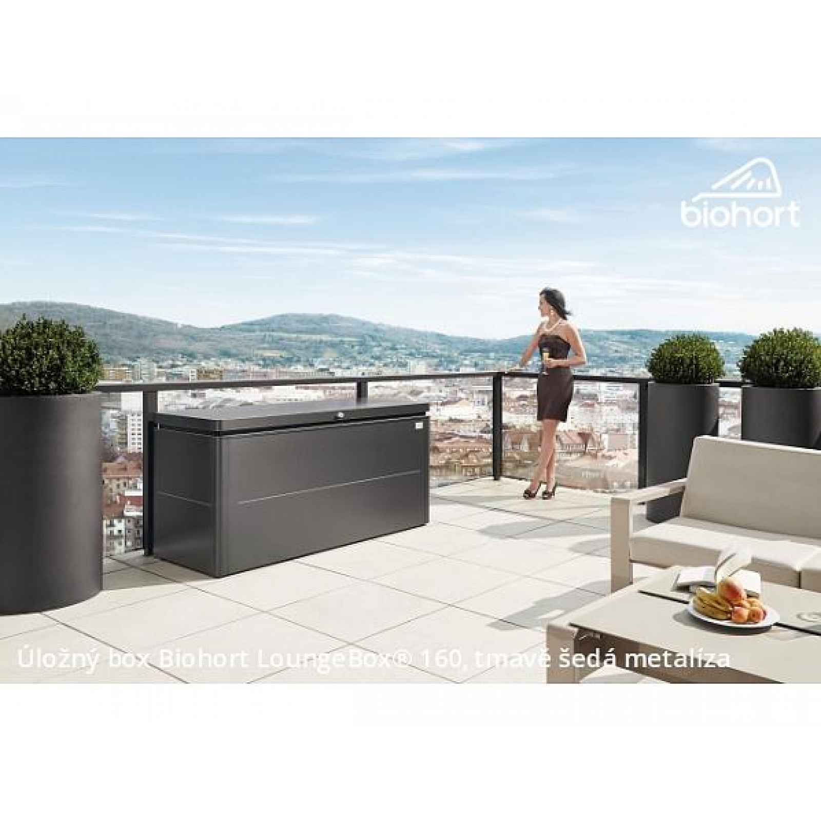 Úložný box LoungeBox 160 tmavě šedá metalíza