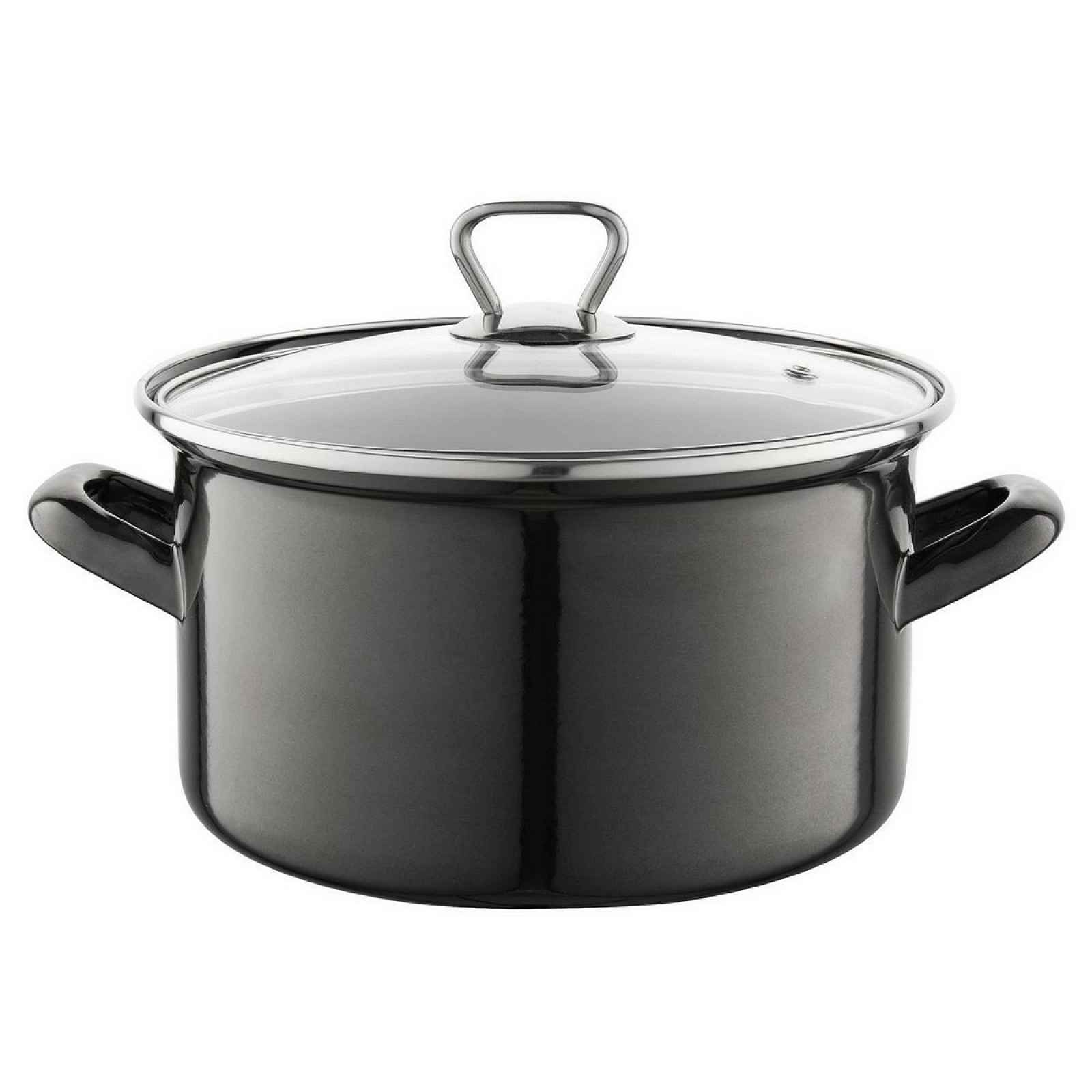 Smaltovaný hrnec s poklicí 3,3 l, černá