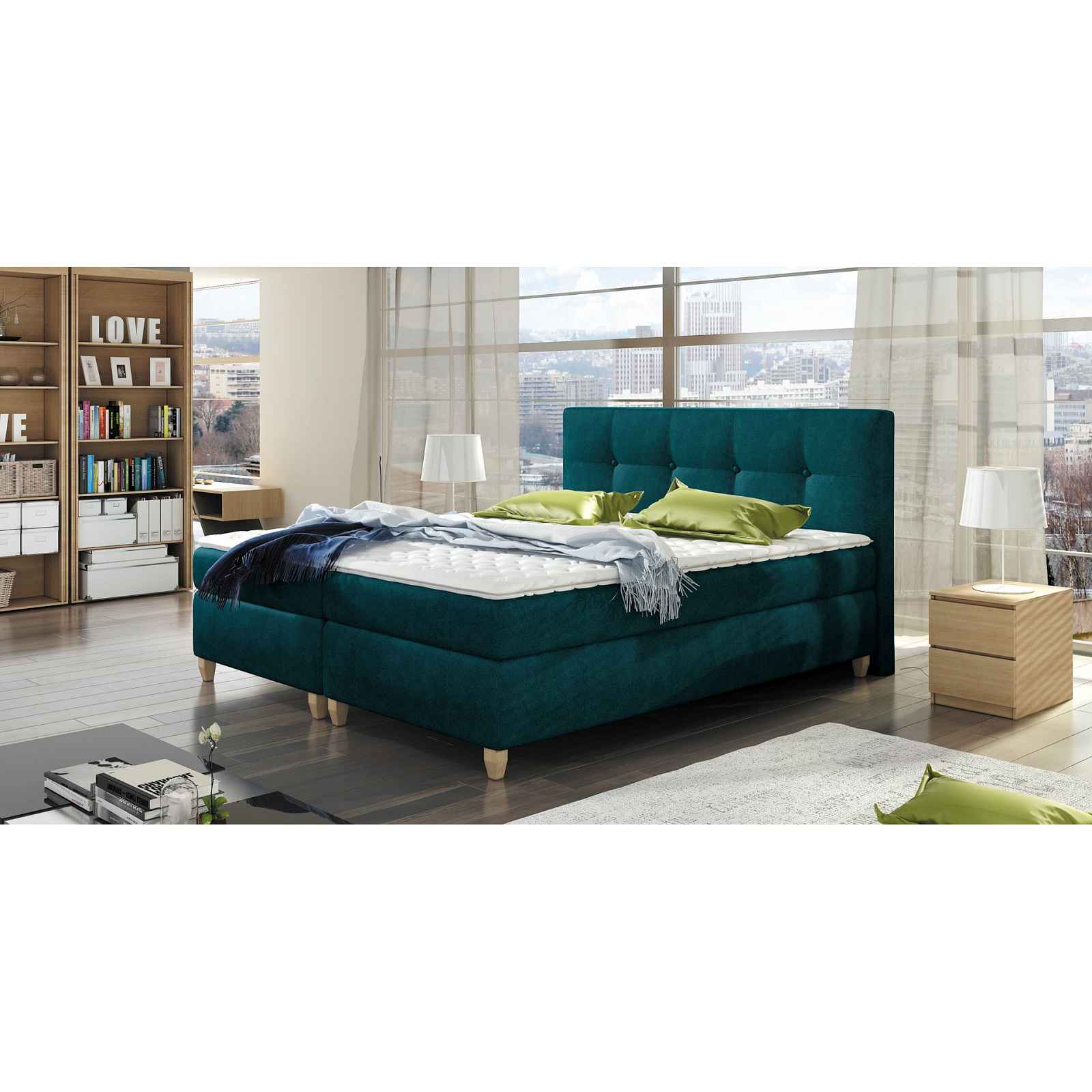 Luxusní box spring postel Melanie 180x200  Potah WSL : Potah Žinilka Jasmine 90 šedá HELCEL