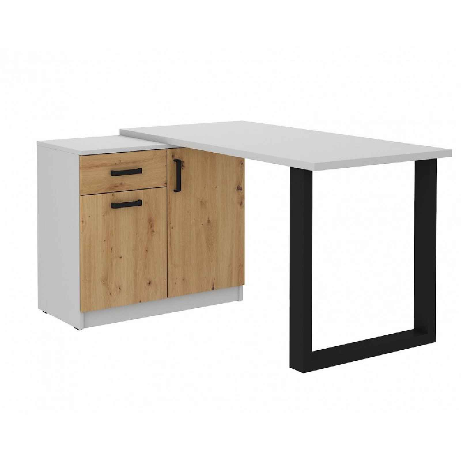 Marta stůl s komodou 130, světle šedý/artisan HELCEL