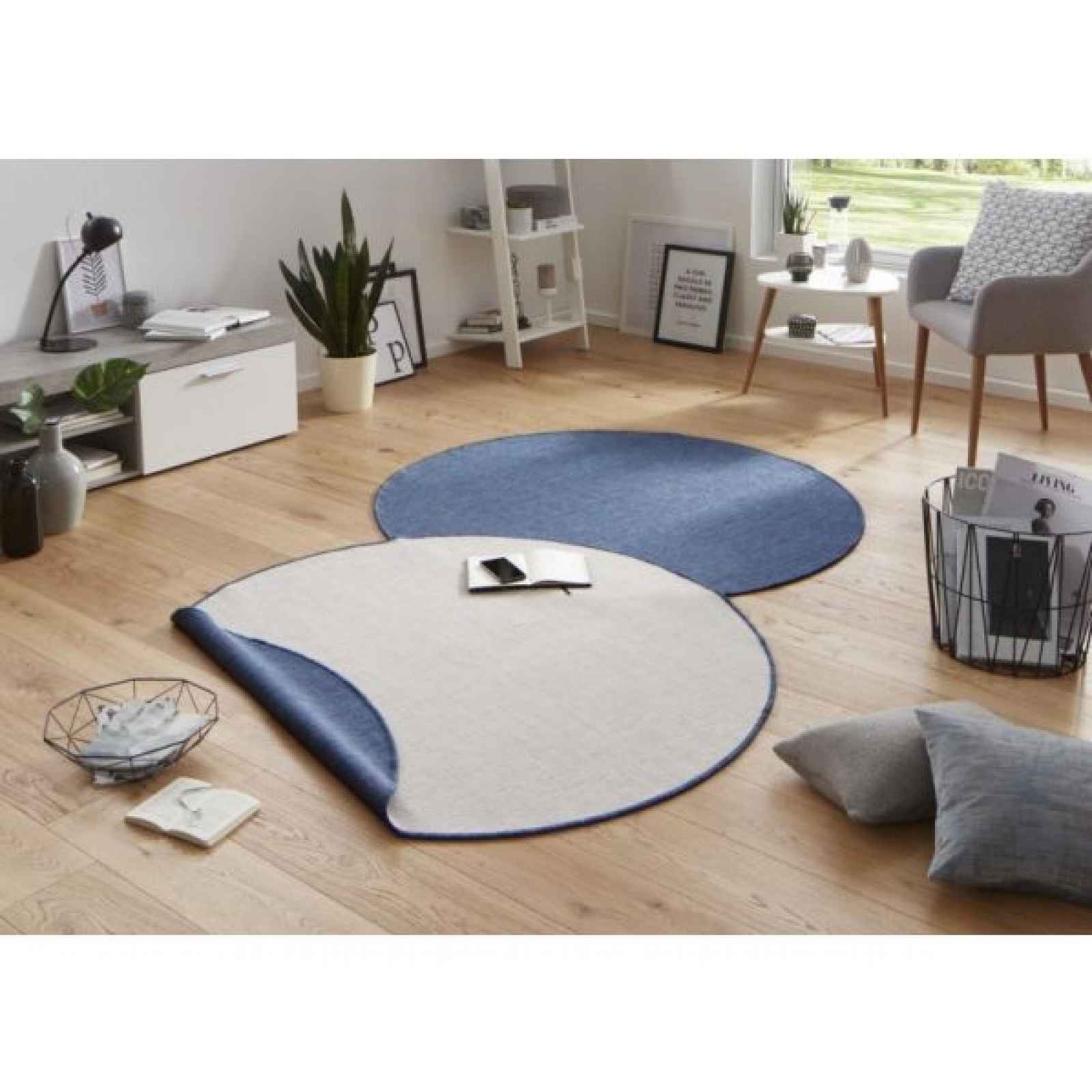 Kusový koberec Twin-Wendeteppiche 103100 blau creme kruh
