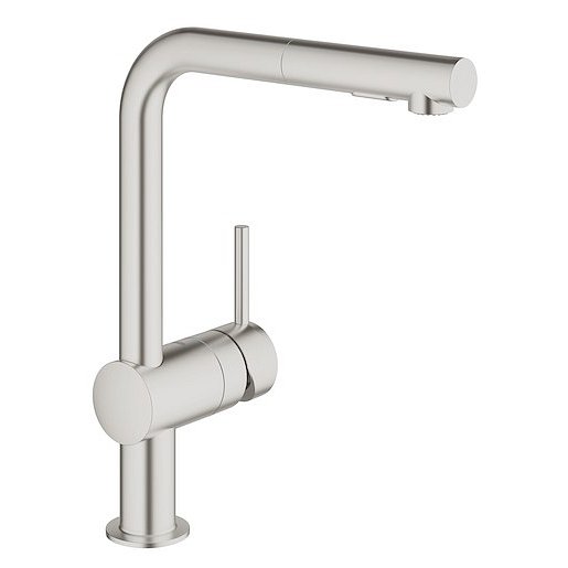 Dřezová baterie Grohe Minta s vytahovací sprškou supersteel 30274DC0